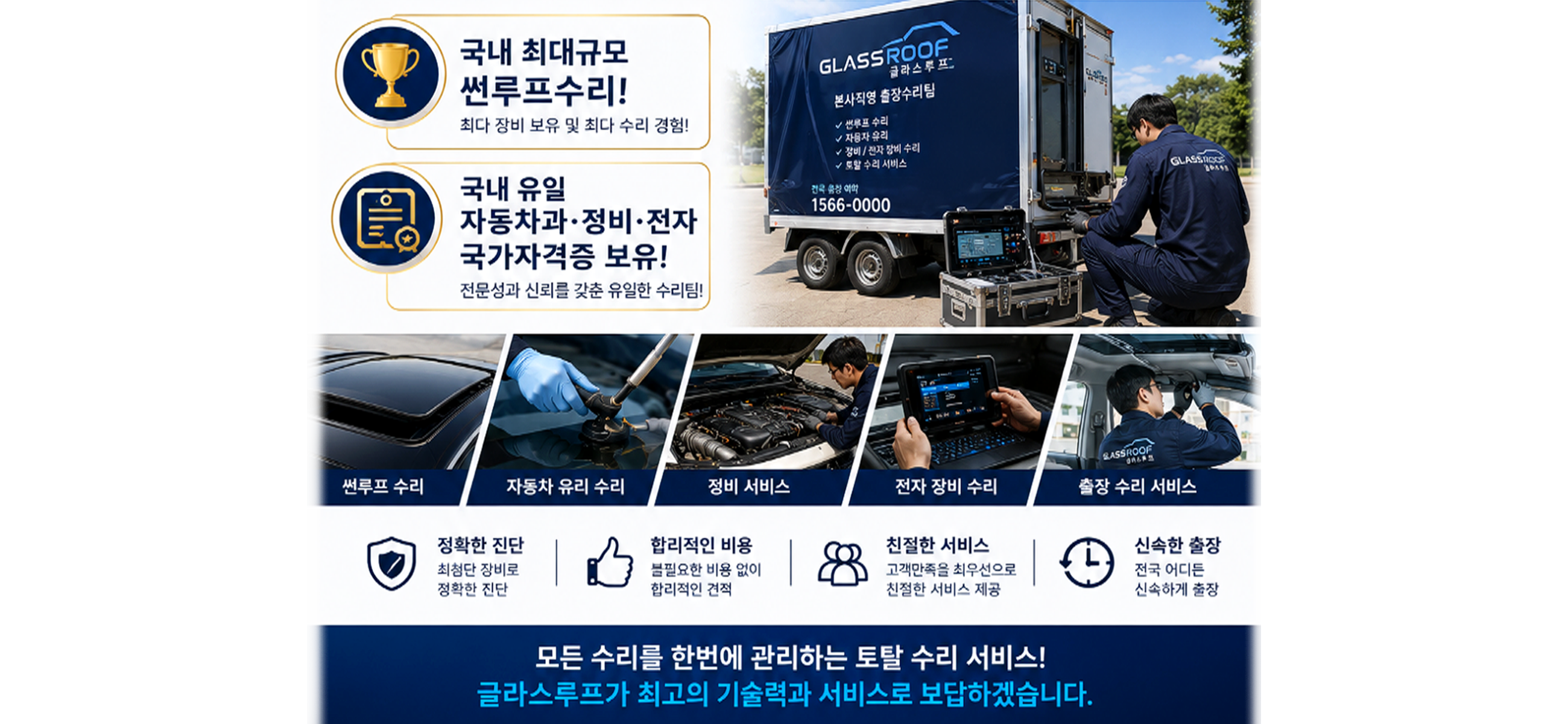 글라스루프 본사직영 출장수리 — 썬루프수리·자동차유리 전국 출장 시공사례