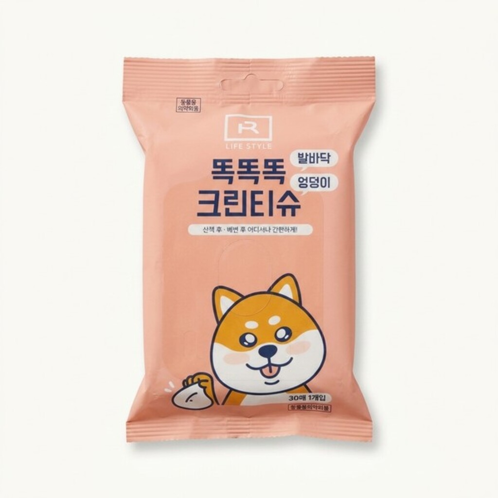 브리더랩 똑똑똑 크린티슈 반려동물 물티슈 발바닥엉덩이 30매 1개입