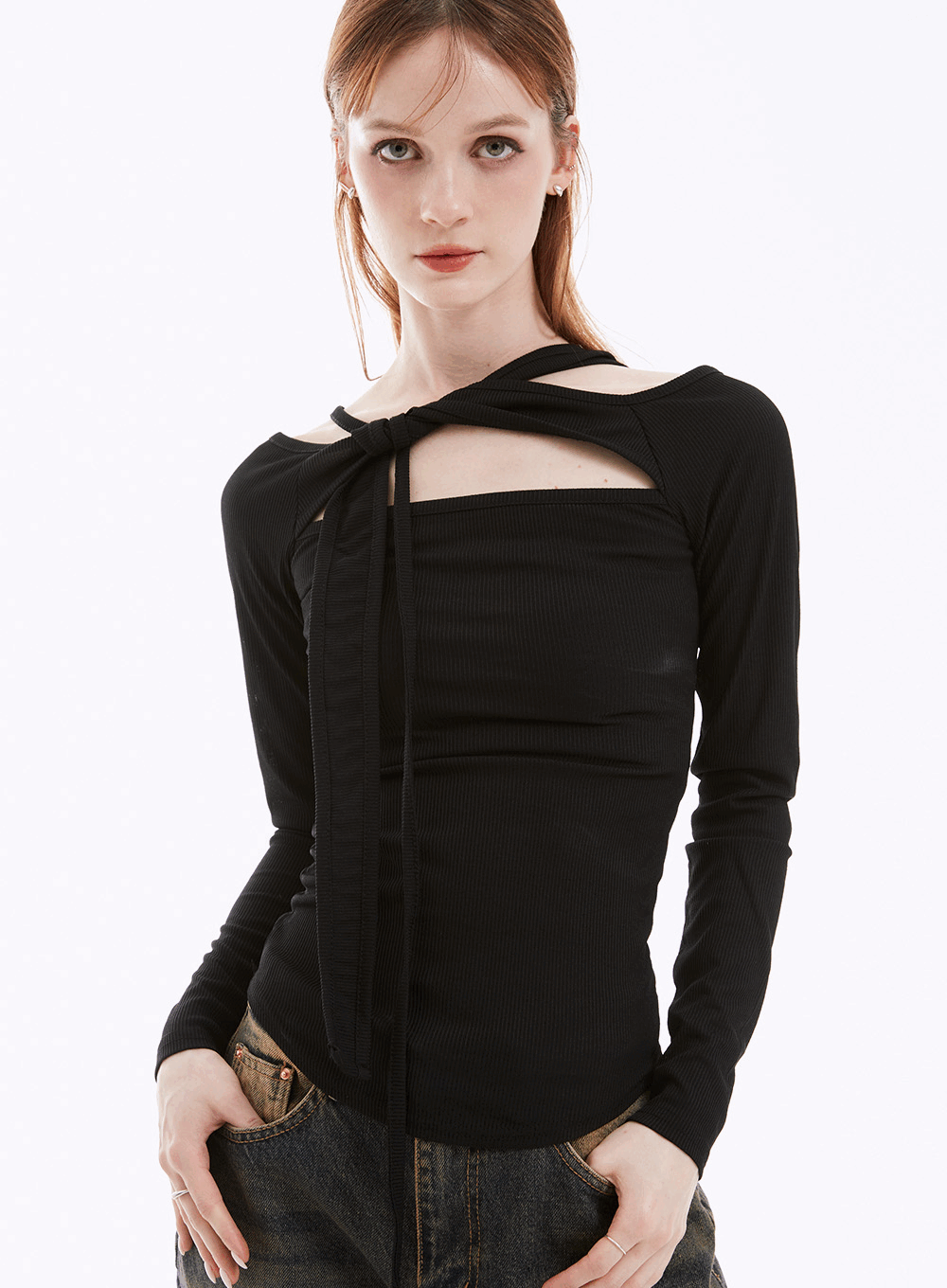 Hitar Strap Cutout Top nevy