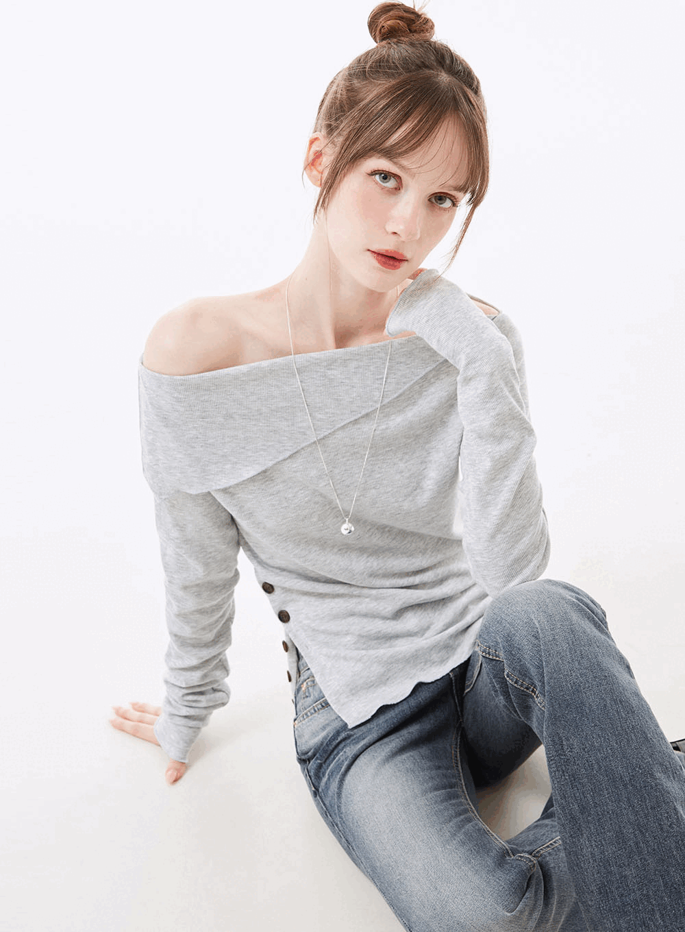 루바노 버튼 원오프 긴팔티