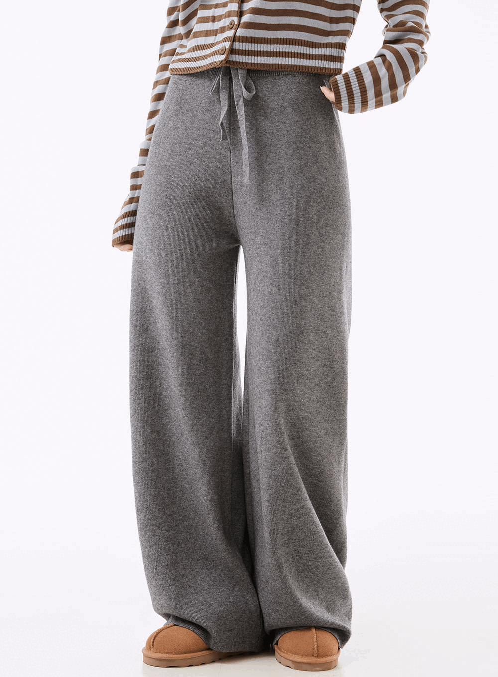 소바노 니트 와이드 밴딩팬츠