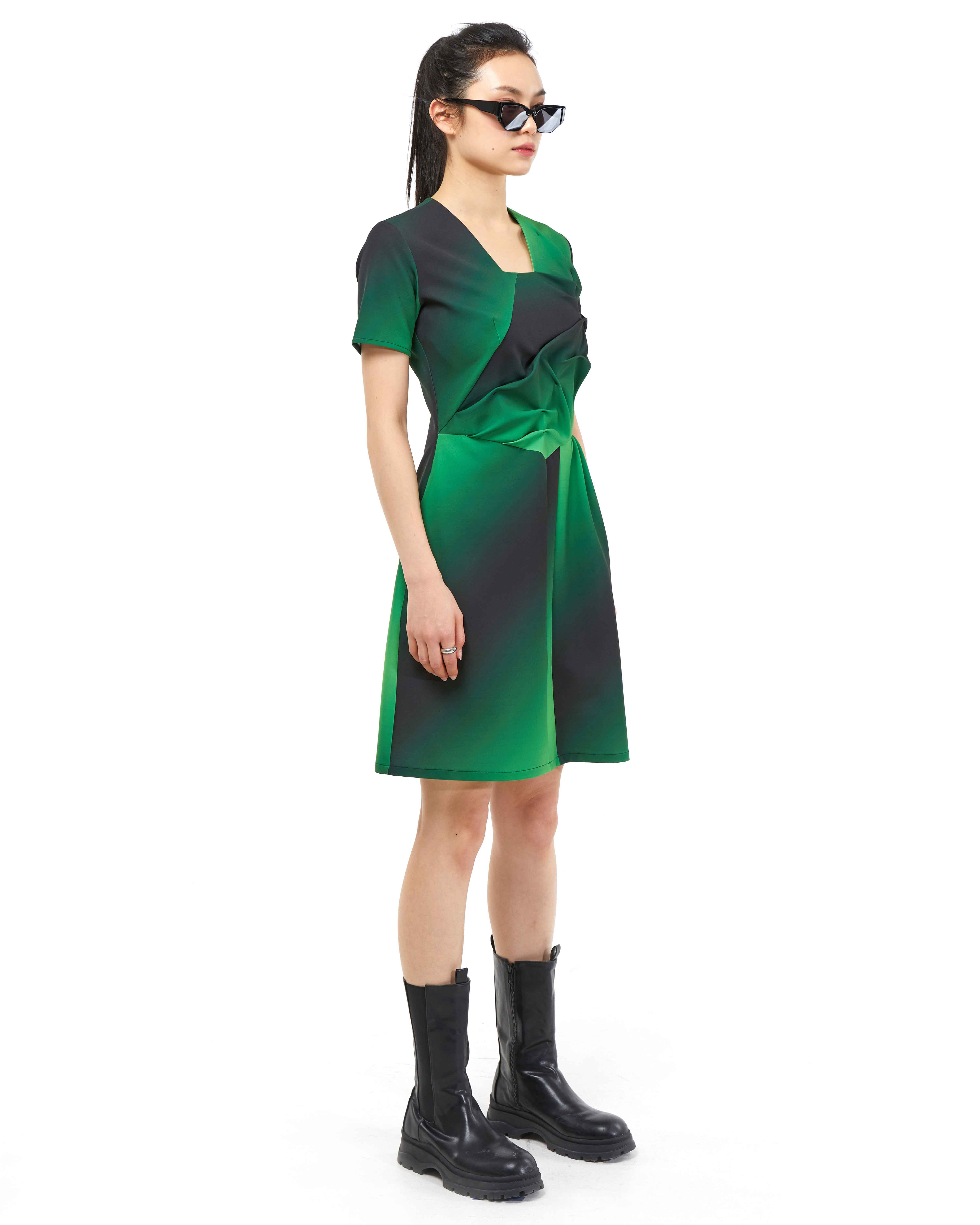 DOZI - Gradient Dress _ Green