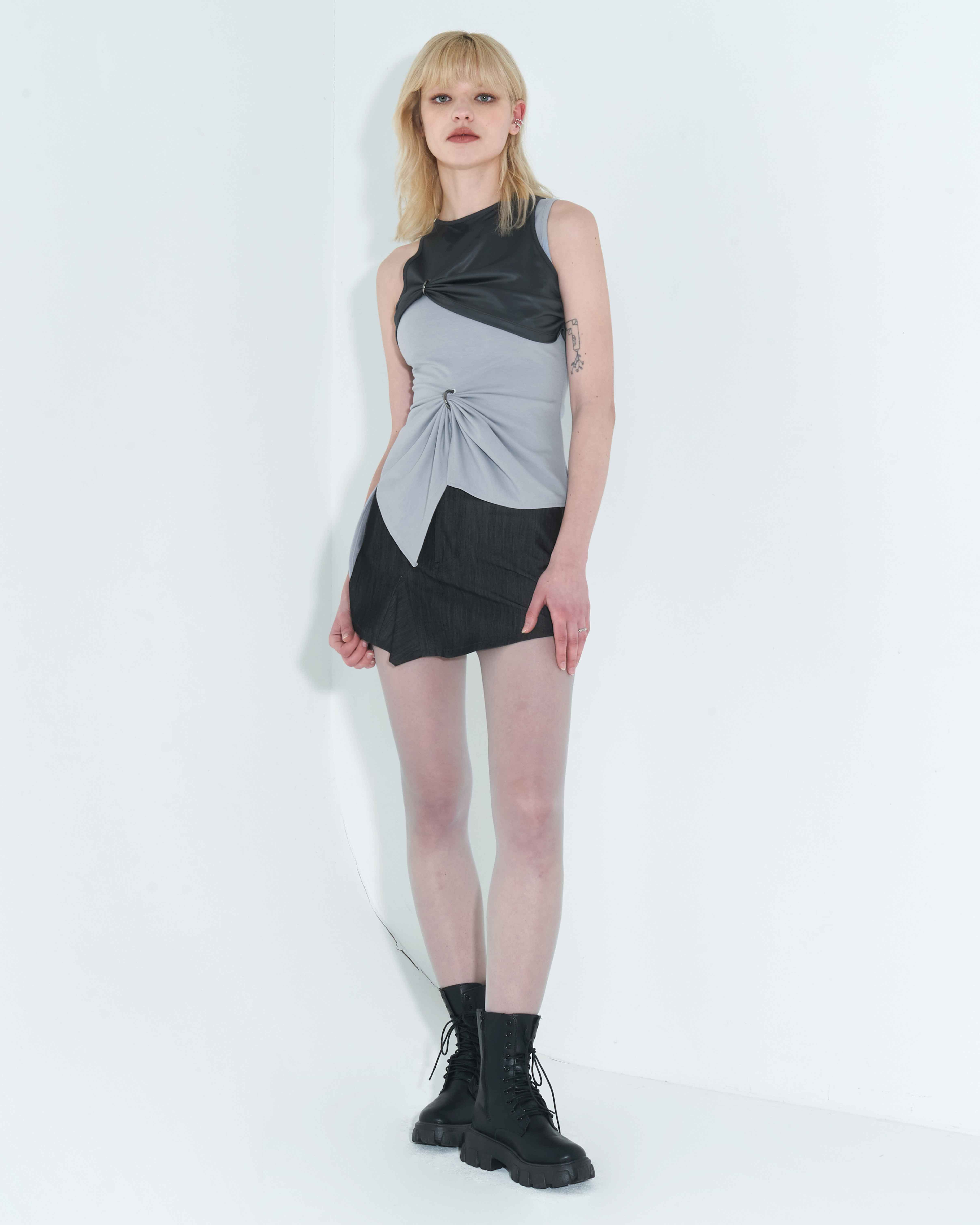 Chain Link Layered Top _ Grey