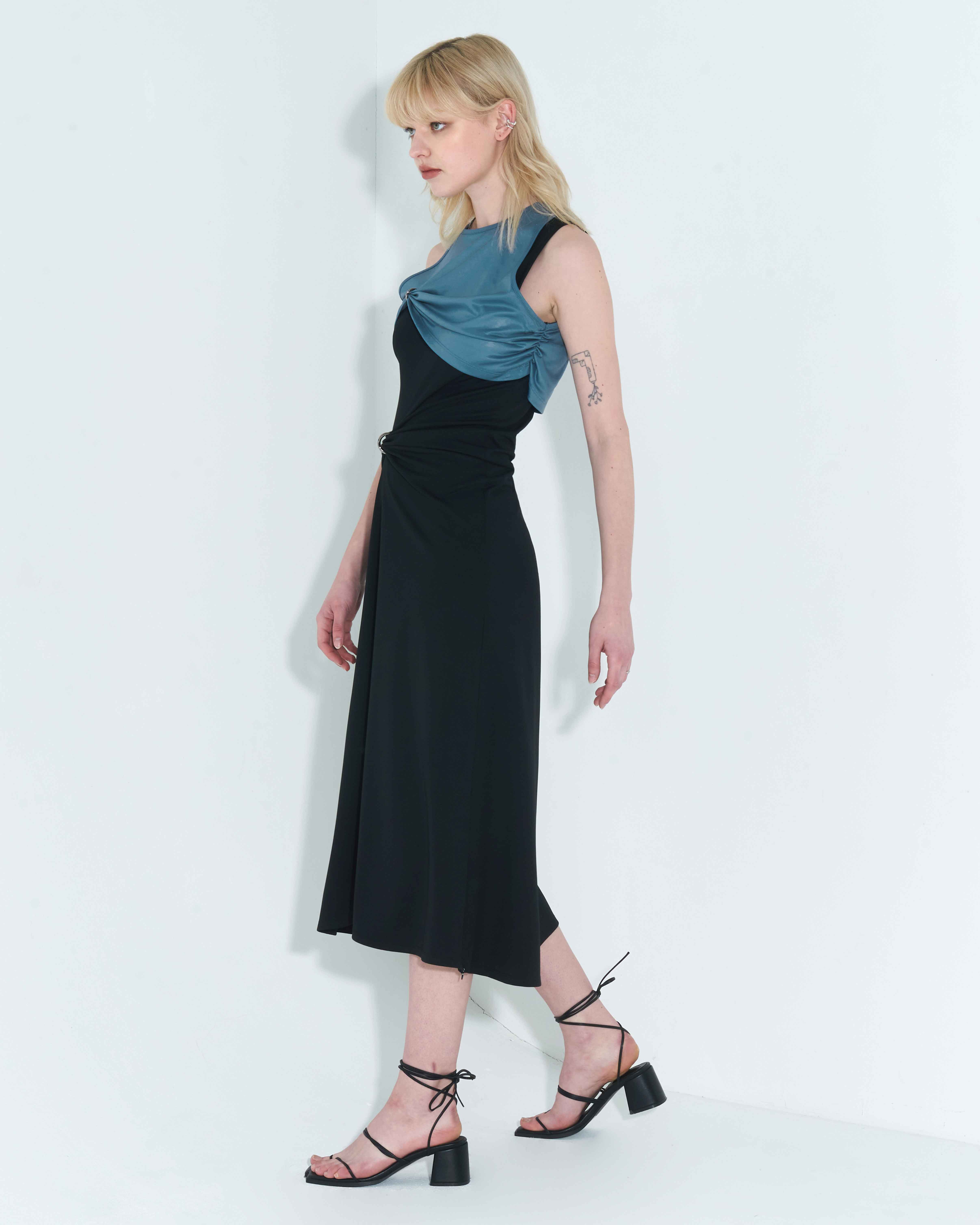 Chain Link Layered Dress _ Teal