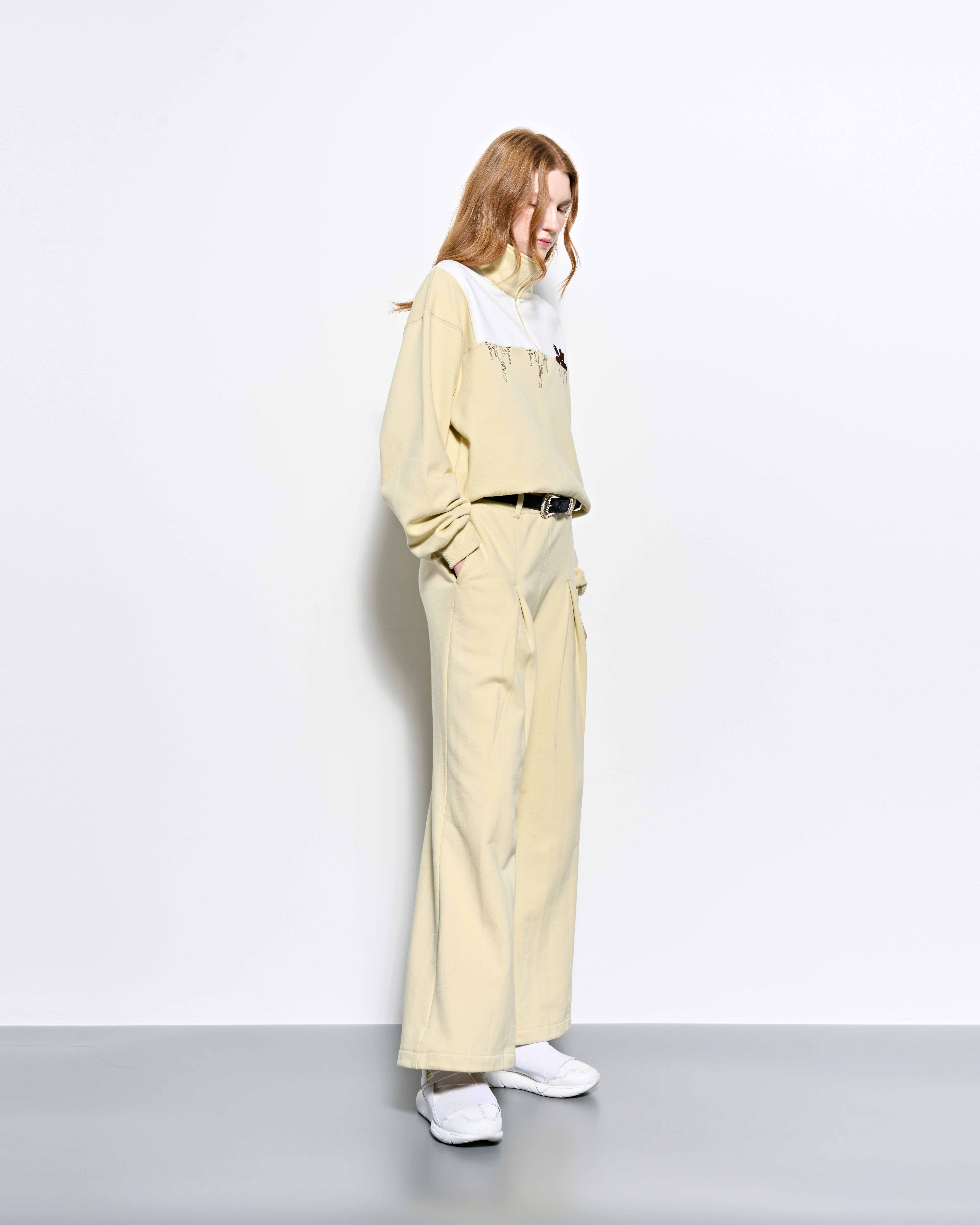 Pleated Wide Lounge Pants_Yellow