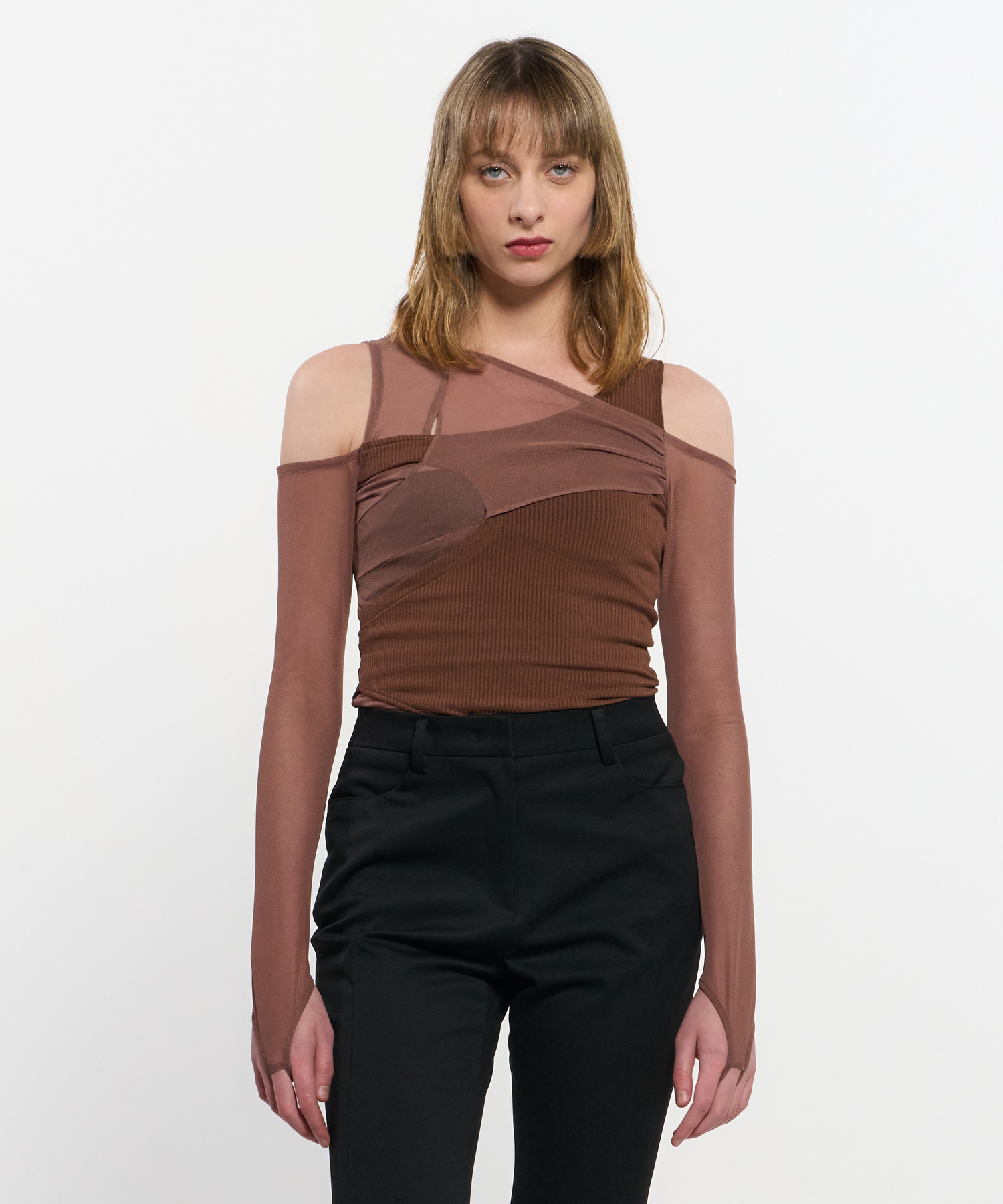 In&amp;Out Knitted Top _ BROWN
