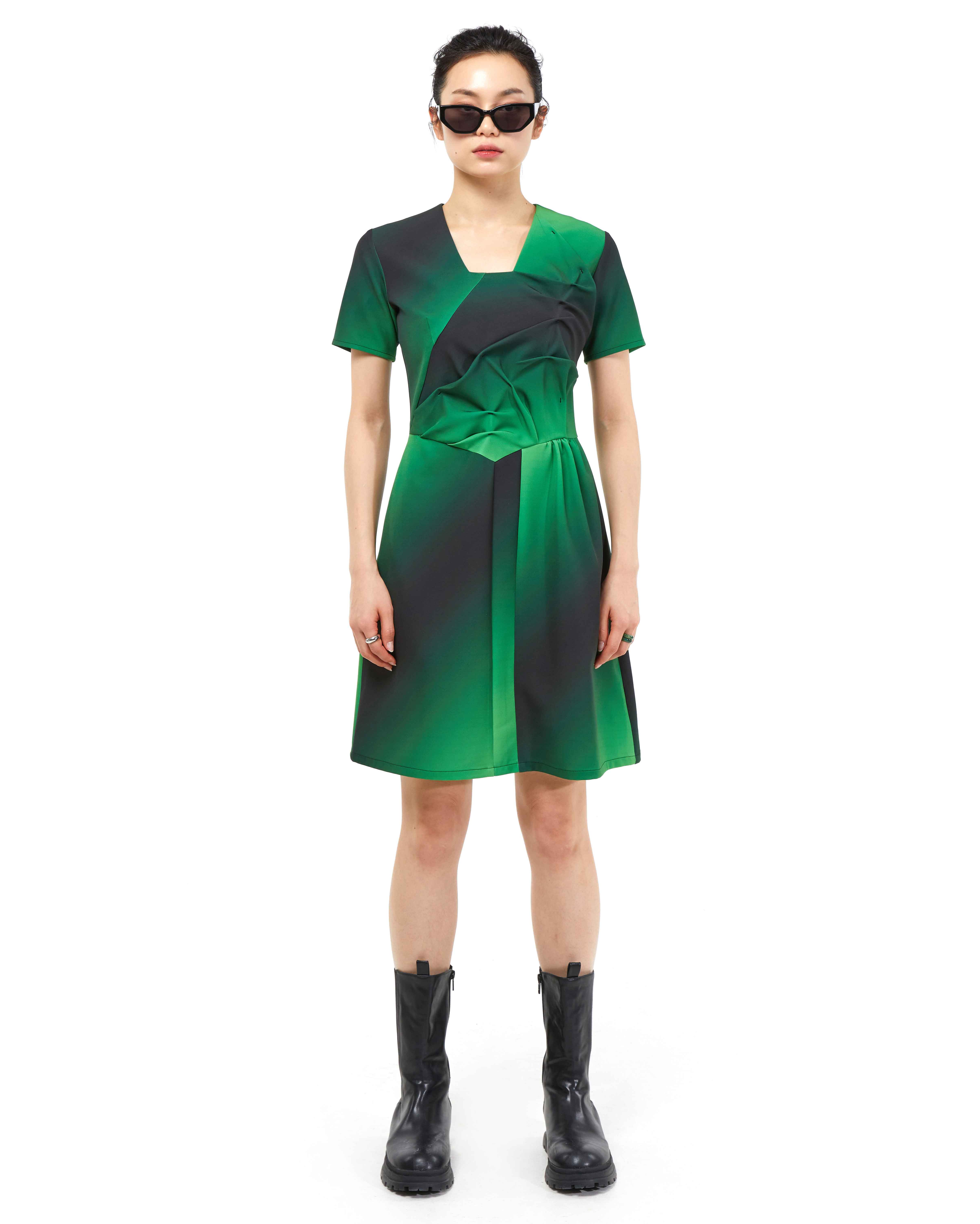 DOZI - Gradient Dress _ Green