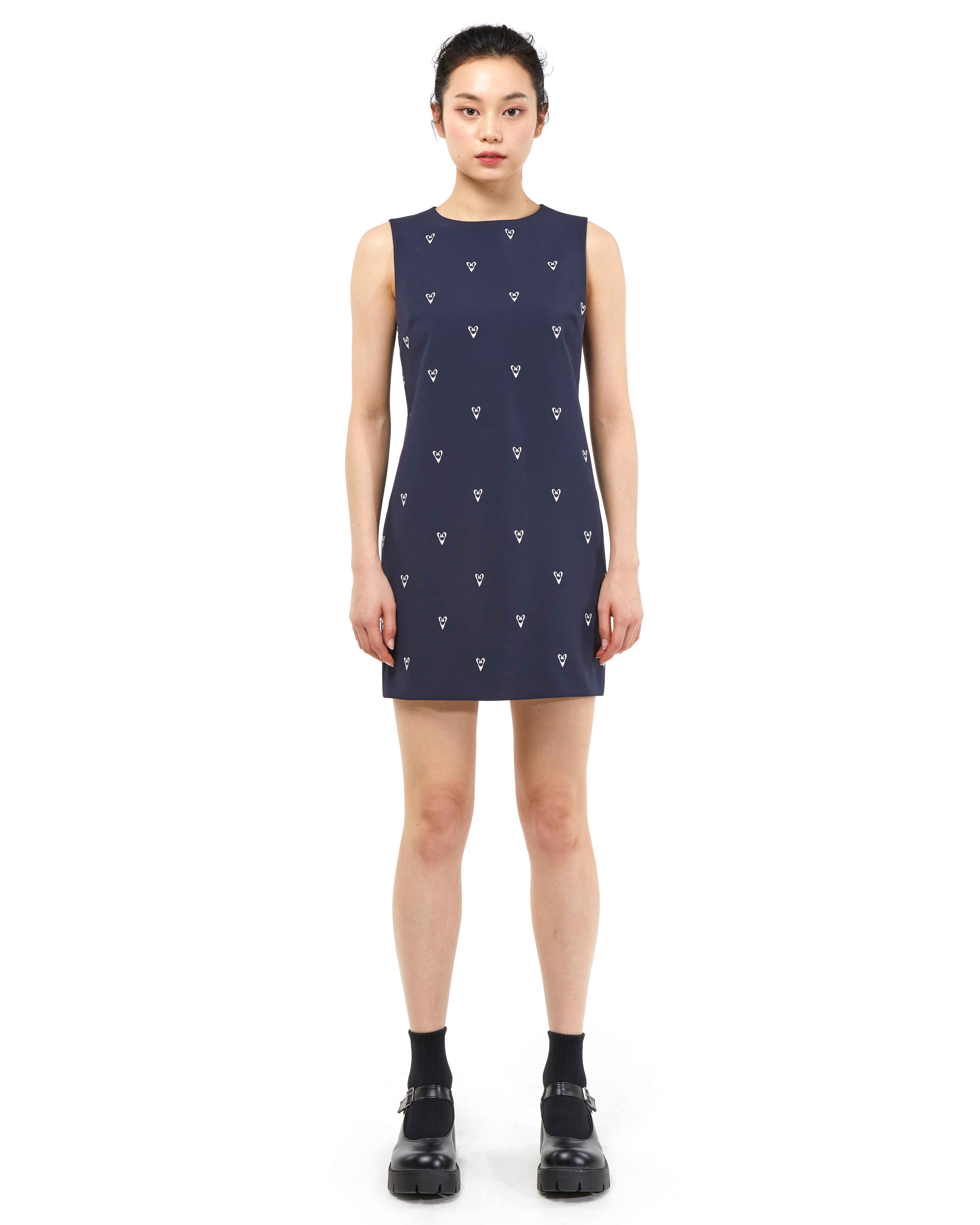 Embroidered Heart Universe Dress _ Navy