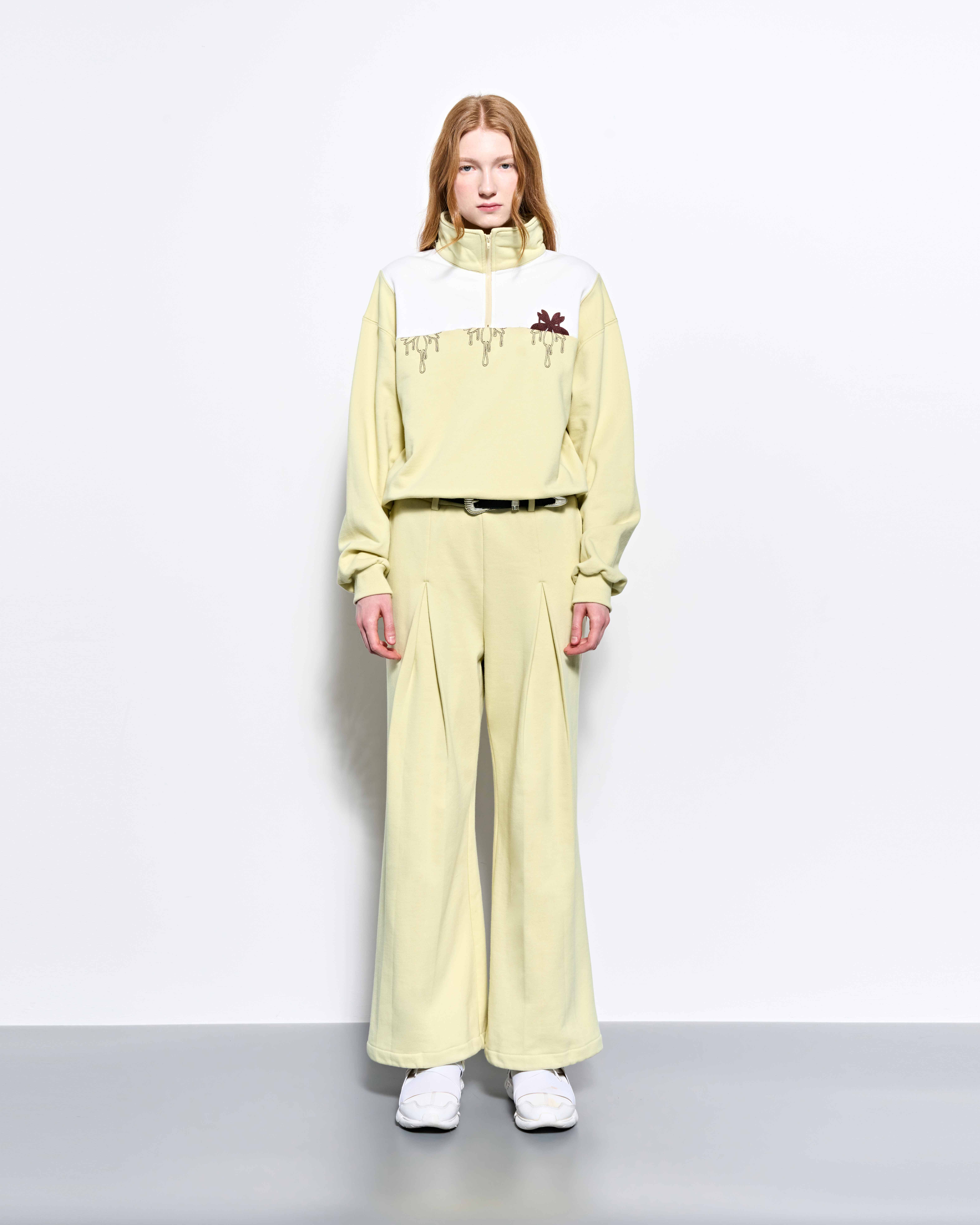 Pleated Wide Lounge Pants_Yellow