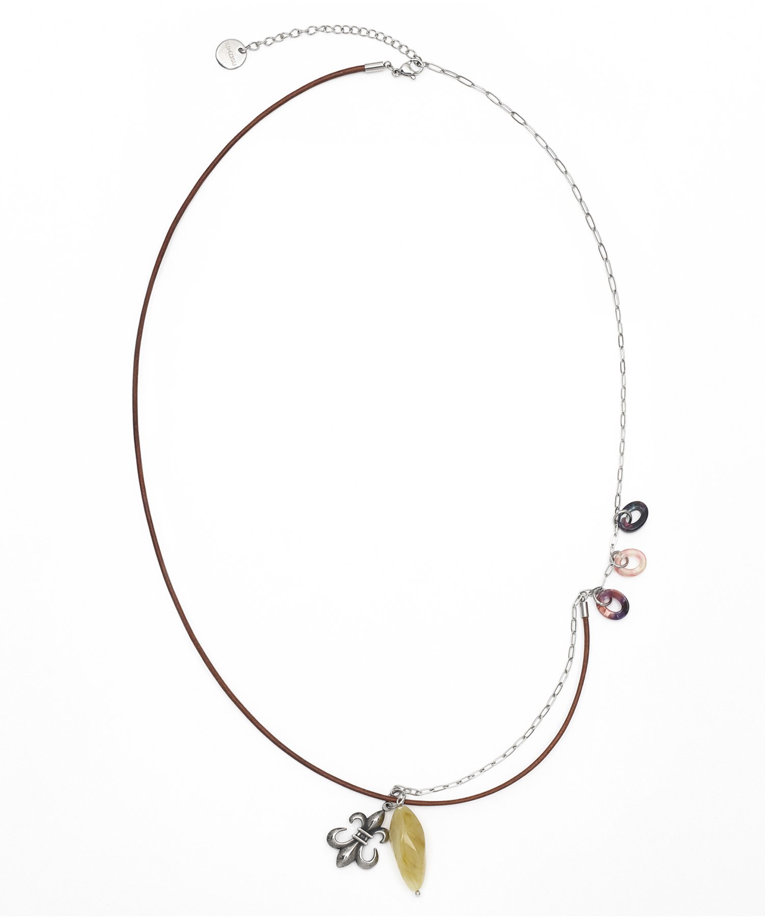 Stone Combi Necklace - Anchor _ BROWN