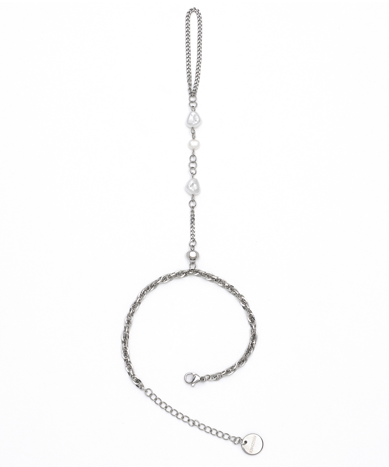 Chain Link Ring Bracelet - Pearl _ WHITE
