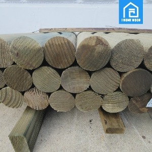 아이홈우드 원형목재 300X40파이 미송 방부 원주목 원목 나무봉 화단 목봉 말뚝