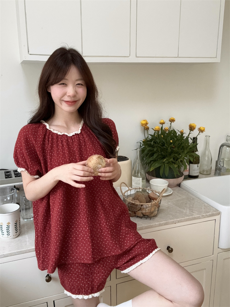 [직진🚀] 세라 여름 반팔 잠옷 요루면 파자마 홈웨어 세트 상세 이미지 9