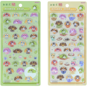 사무용 스티커 세트 - Sun-Star Stationery お茶犬 보드 드롭 스티커 2개 세트