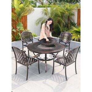 야외 바베큐 테이블과 의자 캐스트 알루미늄 상업 야외 숯불 그릴 정원 바베큐 테 P5242