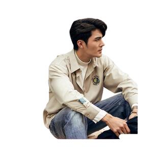 디스커버리 익스페디션 남자 남성 봄 가을 셔츠형 캐주얼 자켓 로고 프린팅