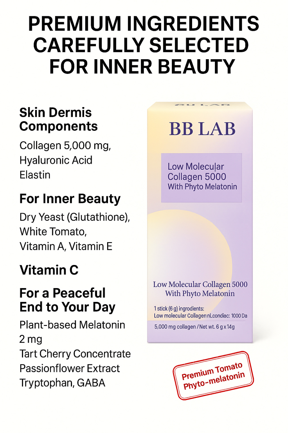 NUTRIONE BB LAB Low-Molecular Collagen 5000 with Plant-Based Melatonin (14 sticks / BOX) (NTR/1A) - YISOBI NUTRIONE BB LAB Low-Molecular Collagen 5000 with Plant-Based Melatonin (14 sticks / BOX) (NTR/1A) - YISOBI