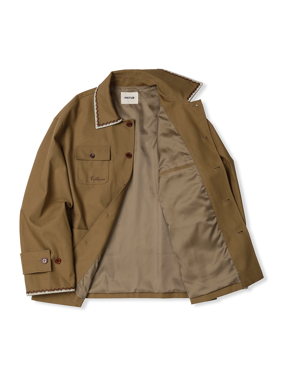 ■FRITUR■ Embroidery Work Jacket Olive_F243JK02 Embroidered Canvas Zip Jacket [Olive] - KidSuper