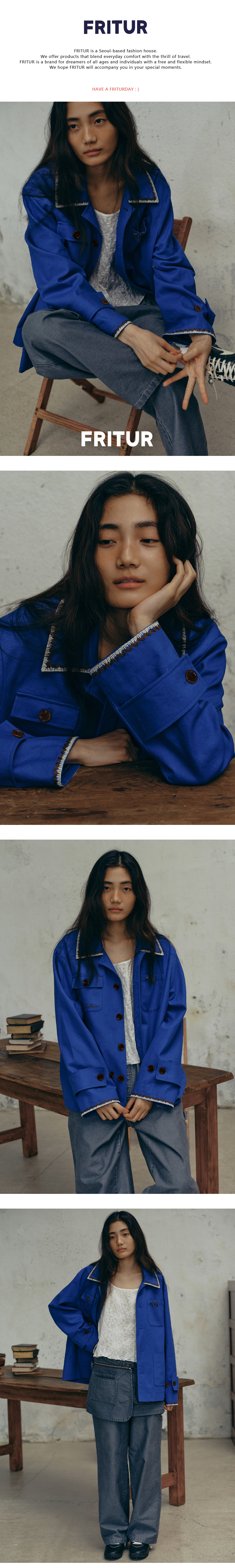 ★FRITUR★ Embroidery Work Jacket Blue_F243JK02 Embroidery Work Jacket Blue_F243JK02 - FRITUR