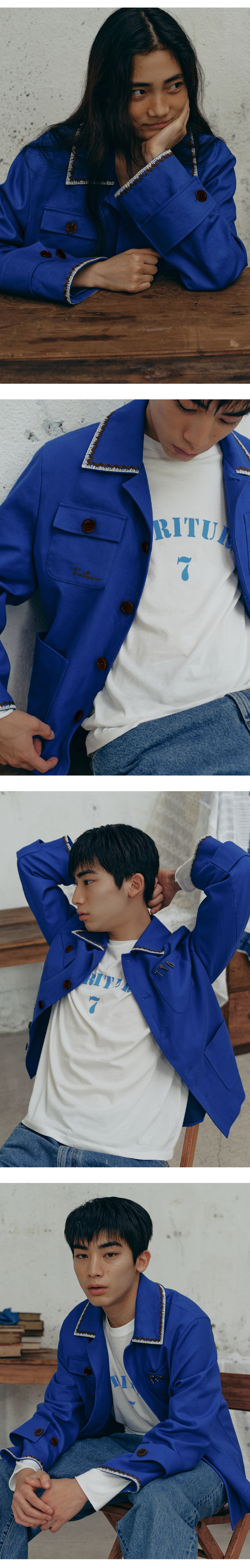 Embroidery Work Jacket Blue_F243JK02 - FRITUR