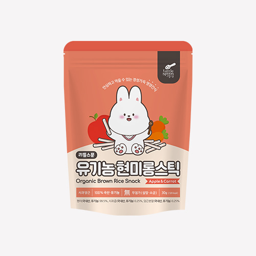 [10+2] 리틀스푼 유기농쌀과자 현미롱스틱 사과당근