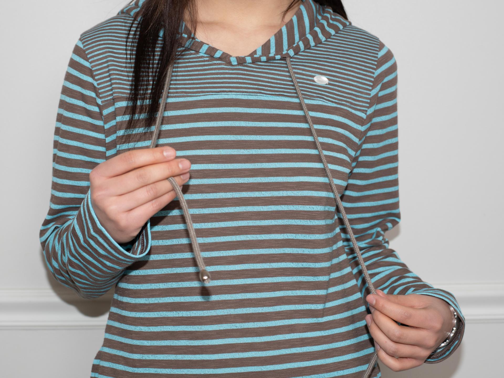 STRIPE HOODIE DRESS (BLUE MUD)