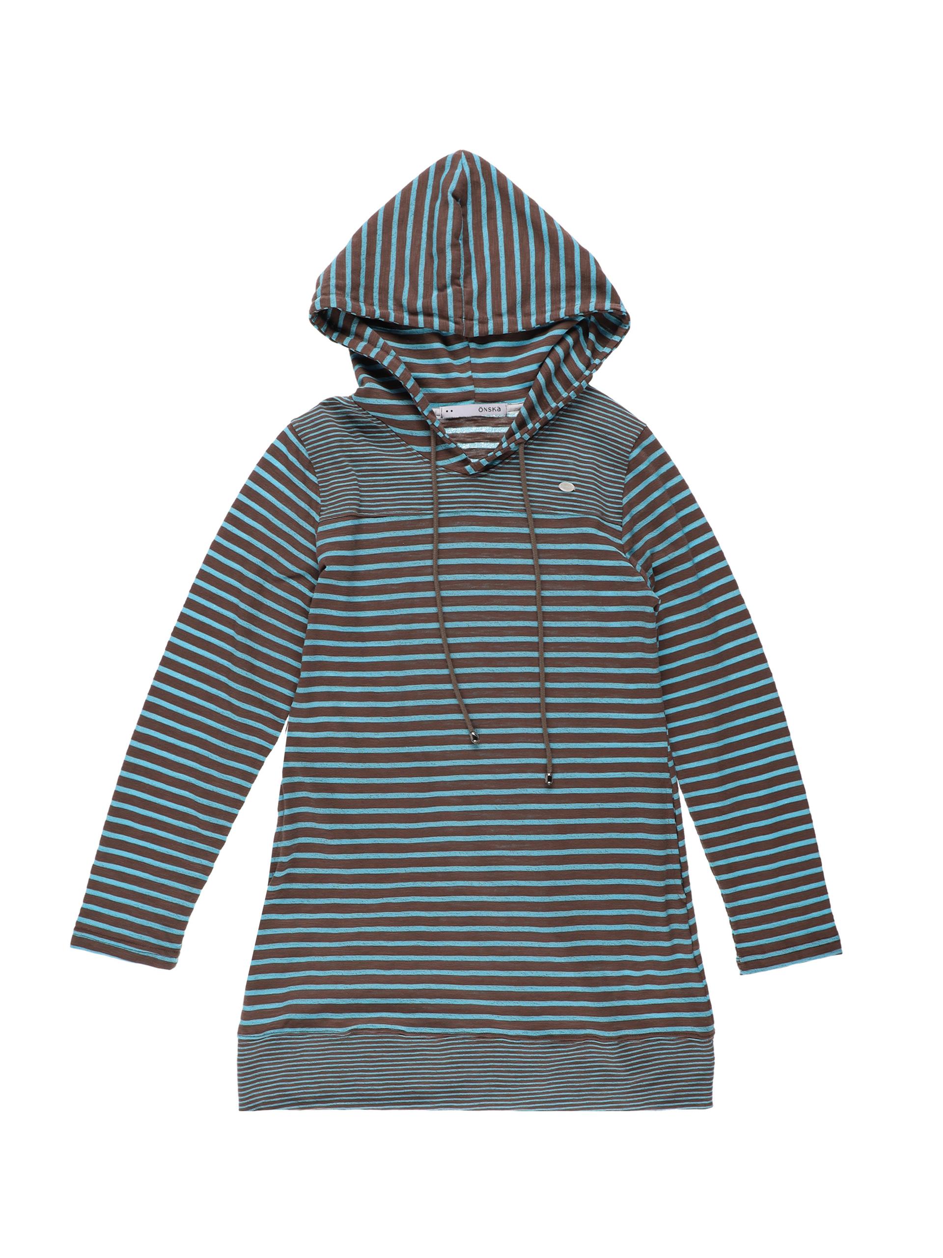 STRIPE HOODIE DRESS (BLUE MUD)