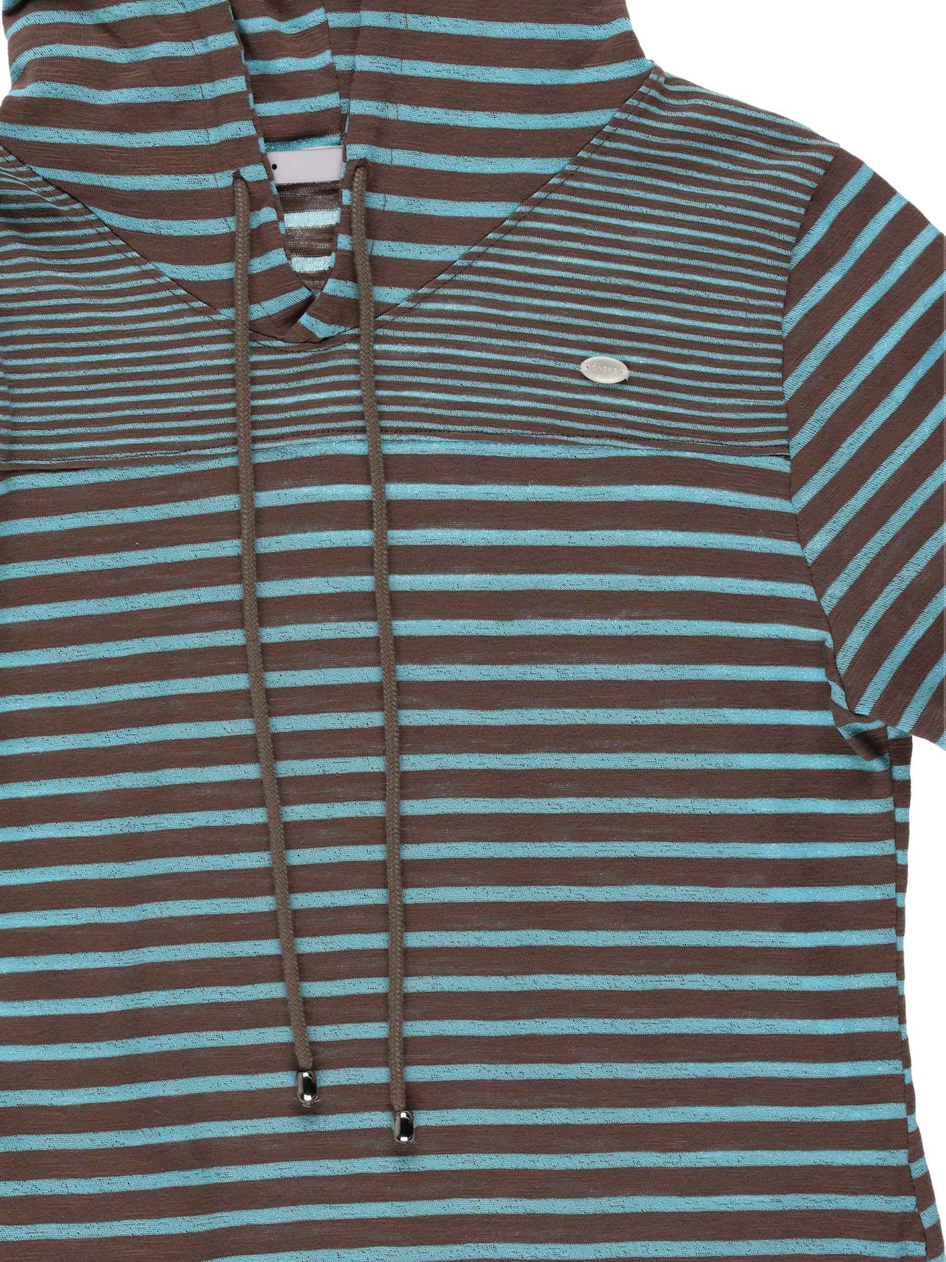 STRIPE HOODIE DRESS (BLUE MUD)