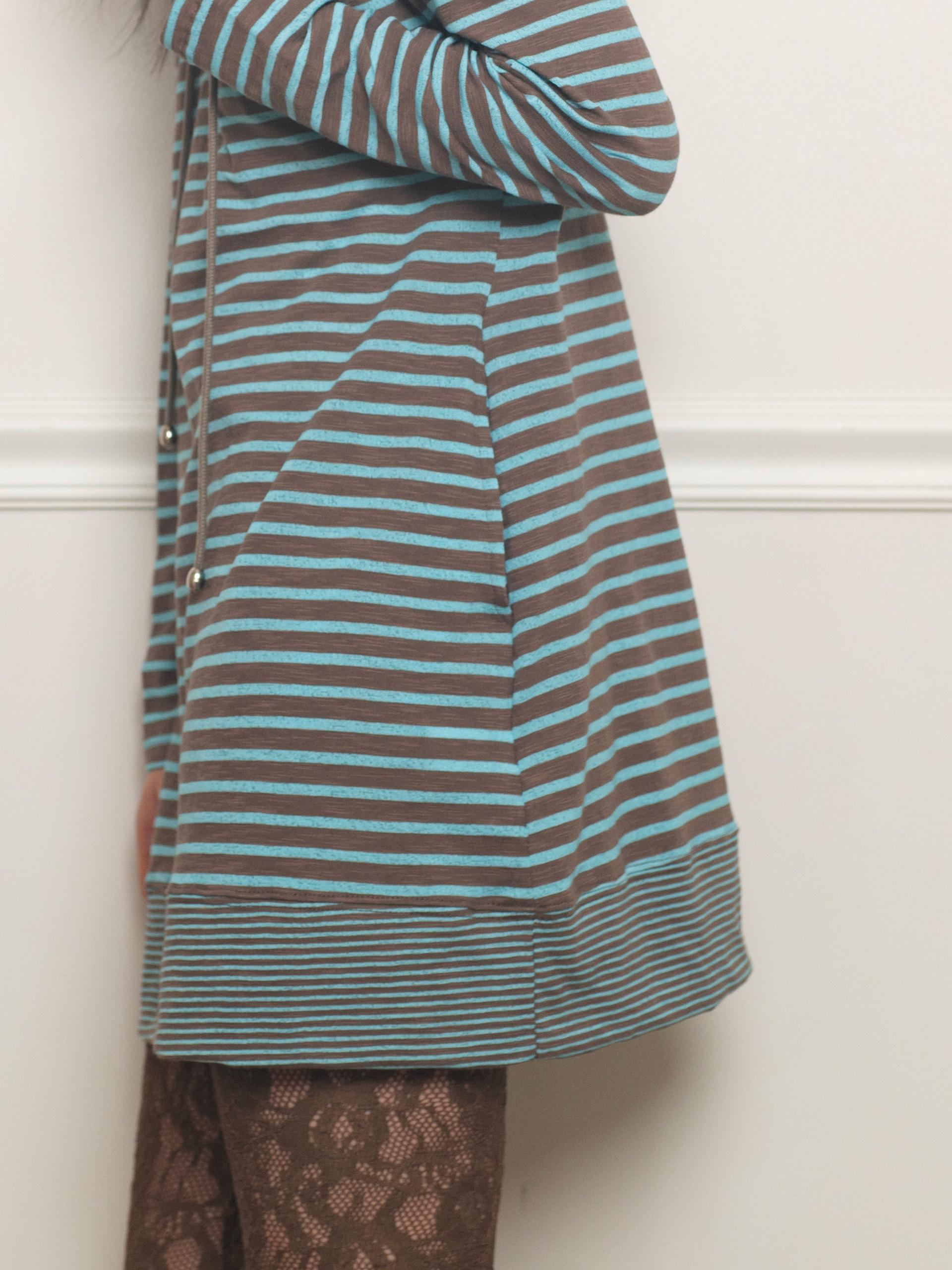 STRIPE HOODIE DRESS (BLUE MUD)