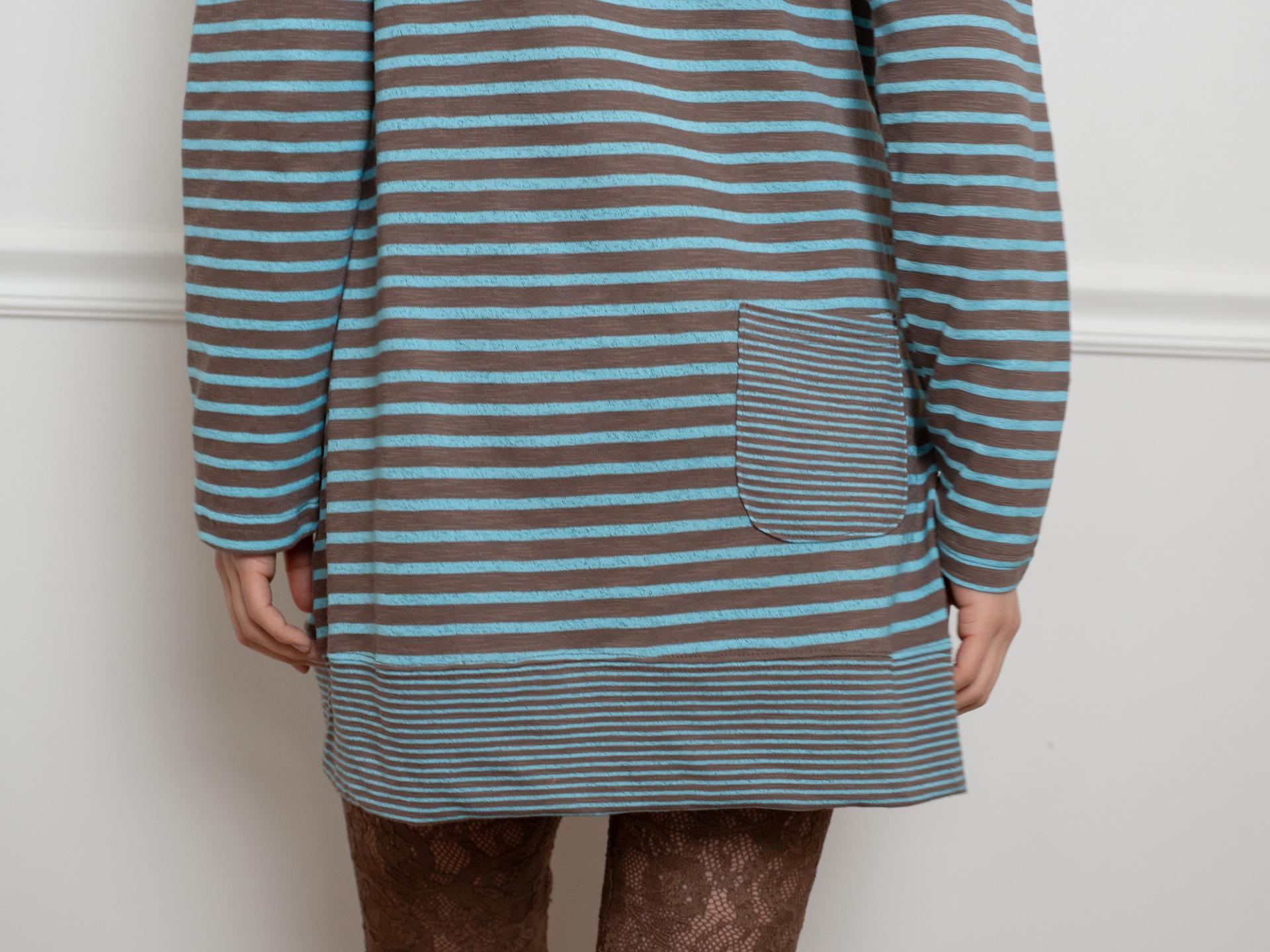 STRIPE HOODIE DRESS (BLUE MUD)
