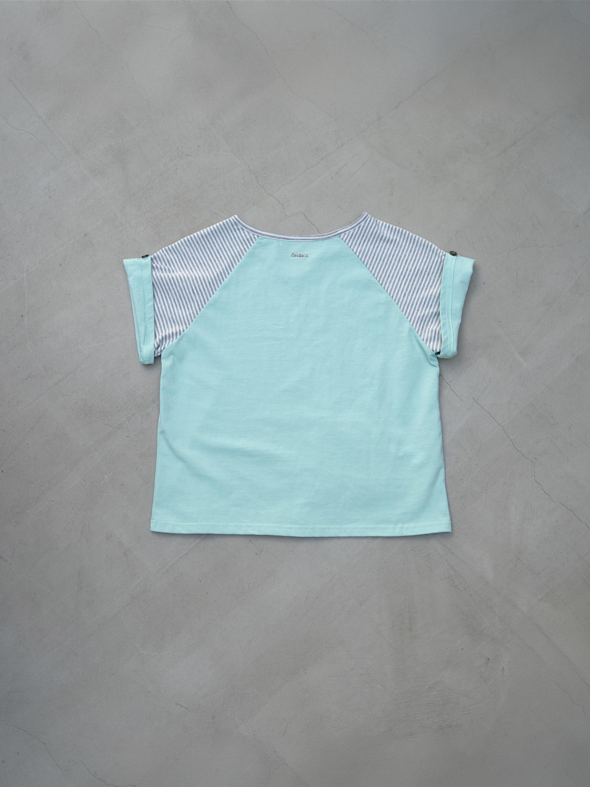 BUTTON DOUBLE SLEEVE T (MINT CHOCO)