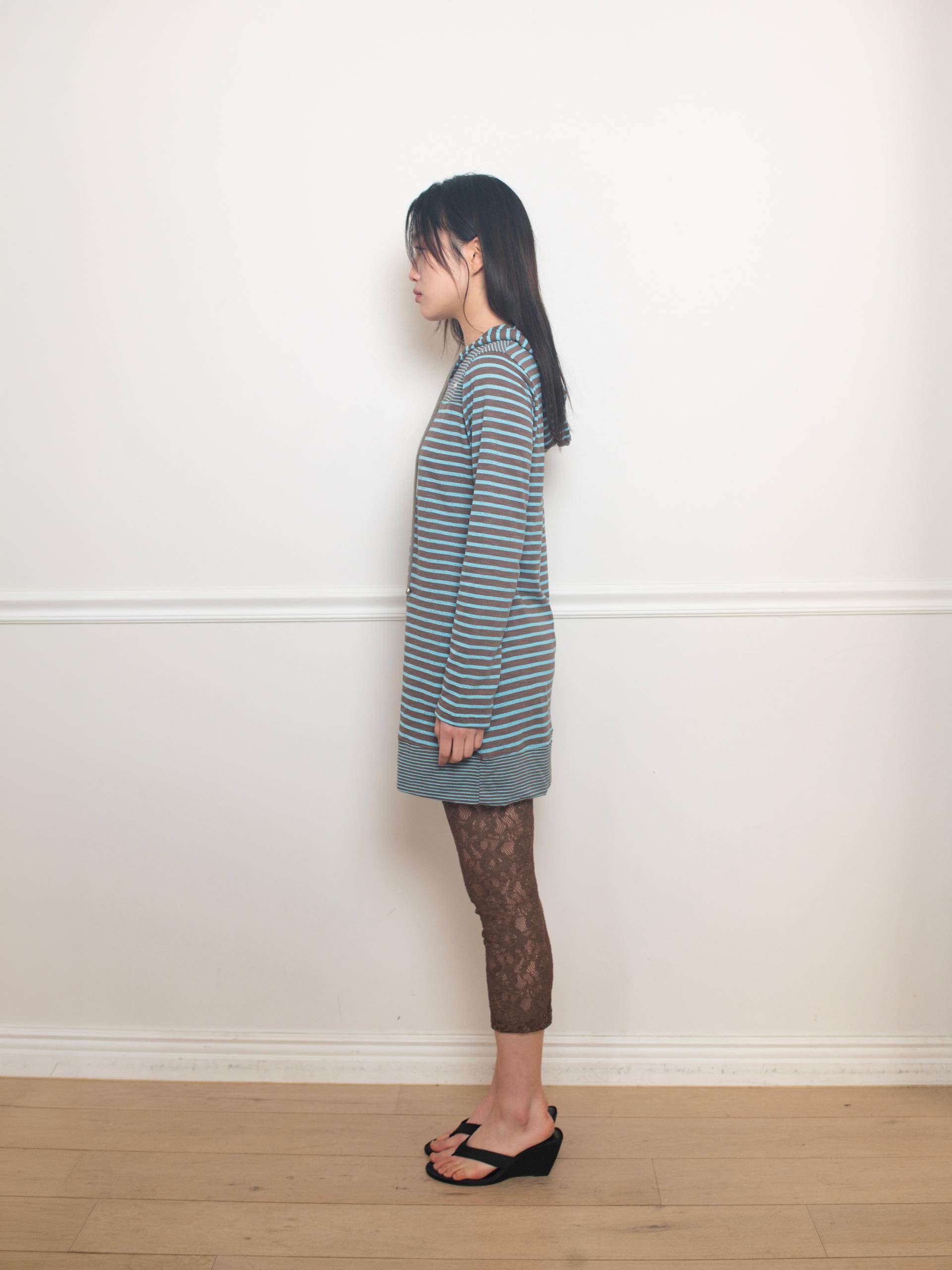 STRIPE HOODIE DRESS (BLUE MUD)