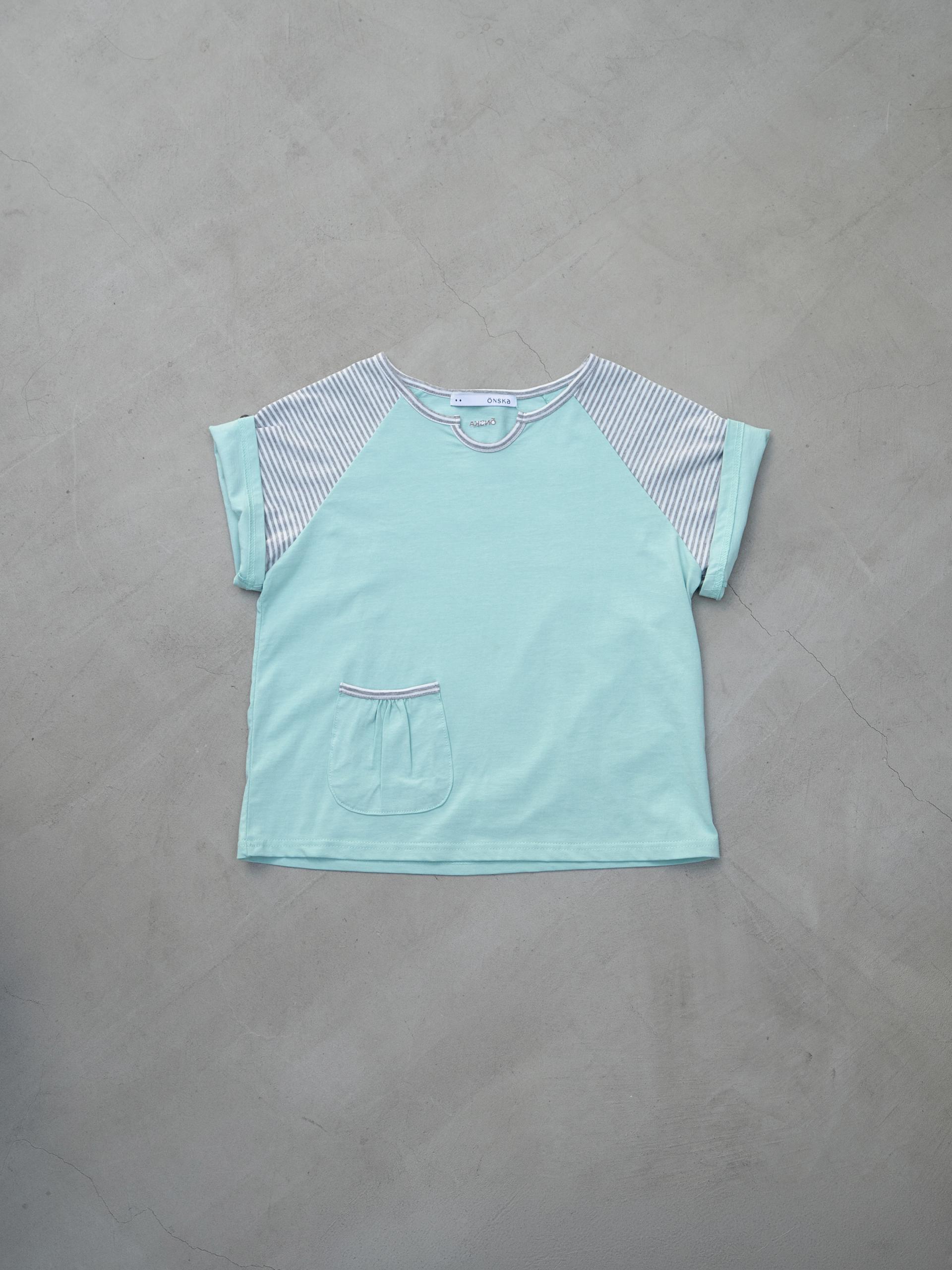 BUTTON DOUBLE SLEEVE T (MINT CHOCO)