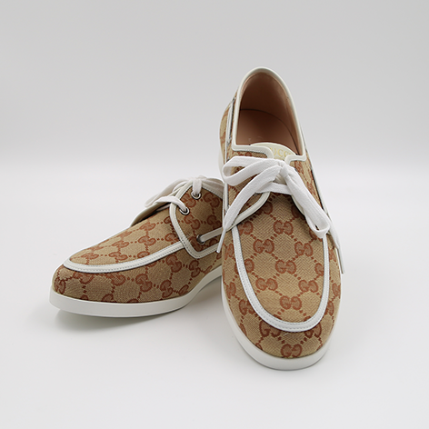 Gucci Original Gg Canvas Boat Shoes In 8368 Gg Beige