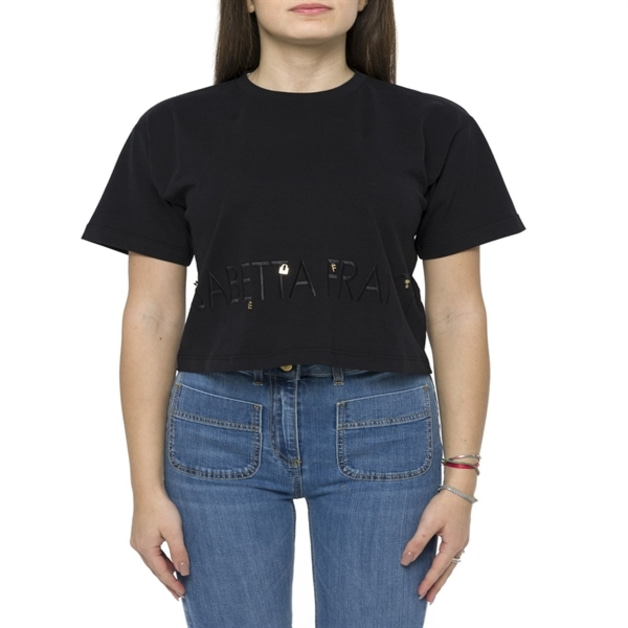 Elisabetta Franchi 로고 자수 크루넥 티셔츠
