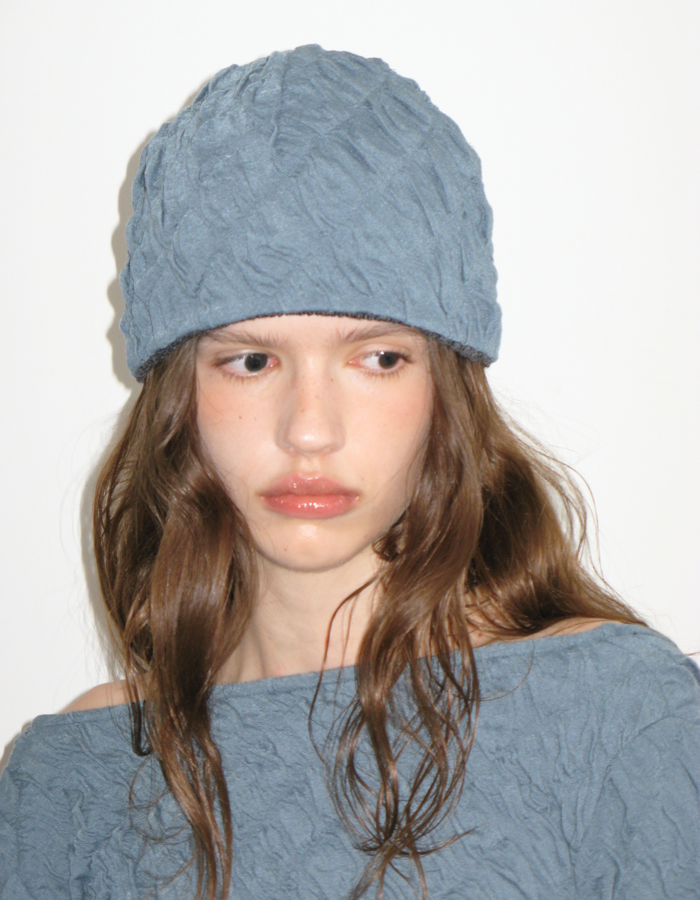 ★Polysooem★ SMOCKING REVERSIBLE BEANIE (GREEN BLUE) SMOCKING REVERSIBLE BEANIE, GREEN BLUE - polysooem