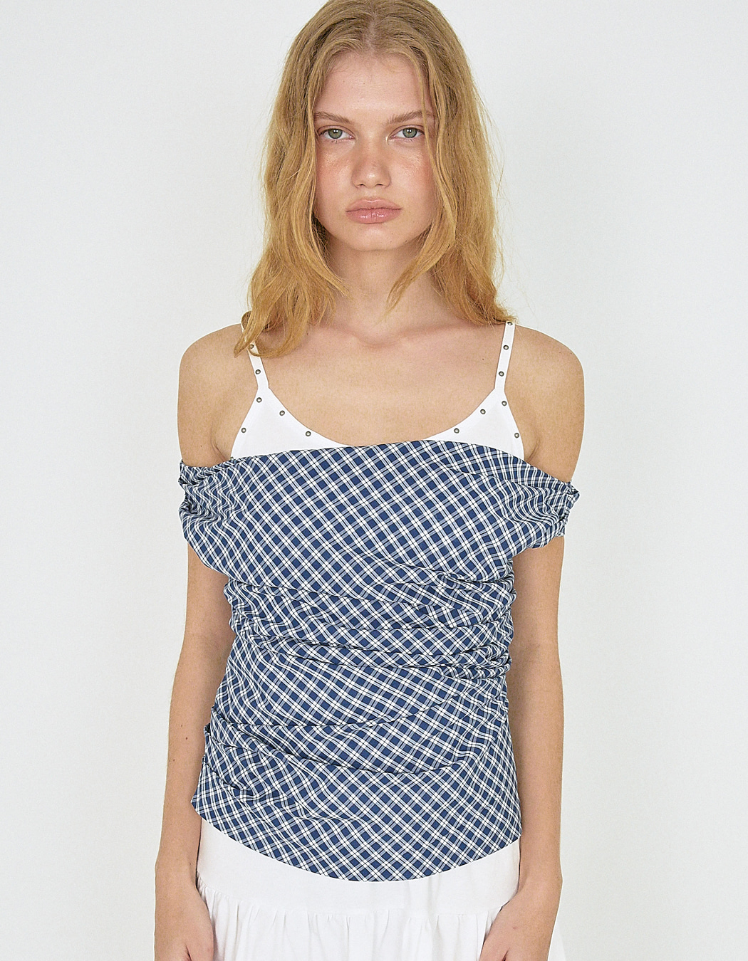 STUDDED JERSEY DRESS, WHITE - polysooem