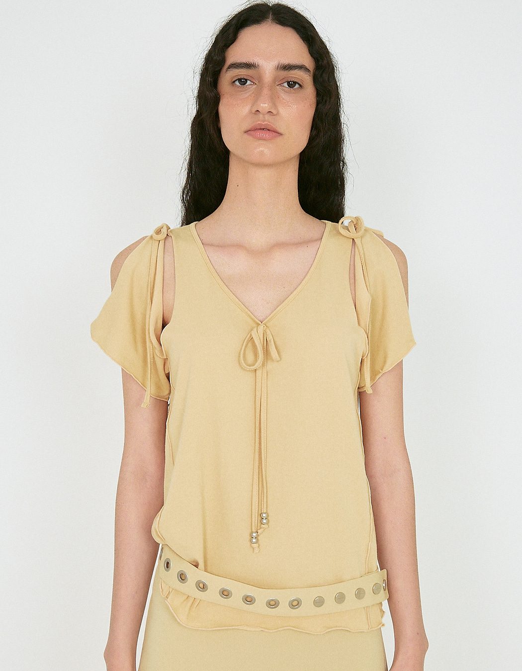 ★POLYSOOEM★ STUDDED NECK TEE Tops - Tops - polysooem