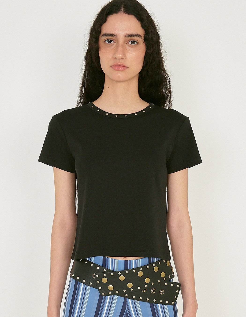 【Polysooem】25ss STUDDED NECK TEE Tops - Tops - polysooem