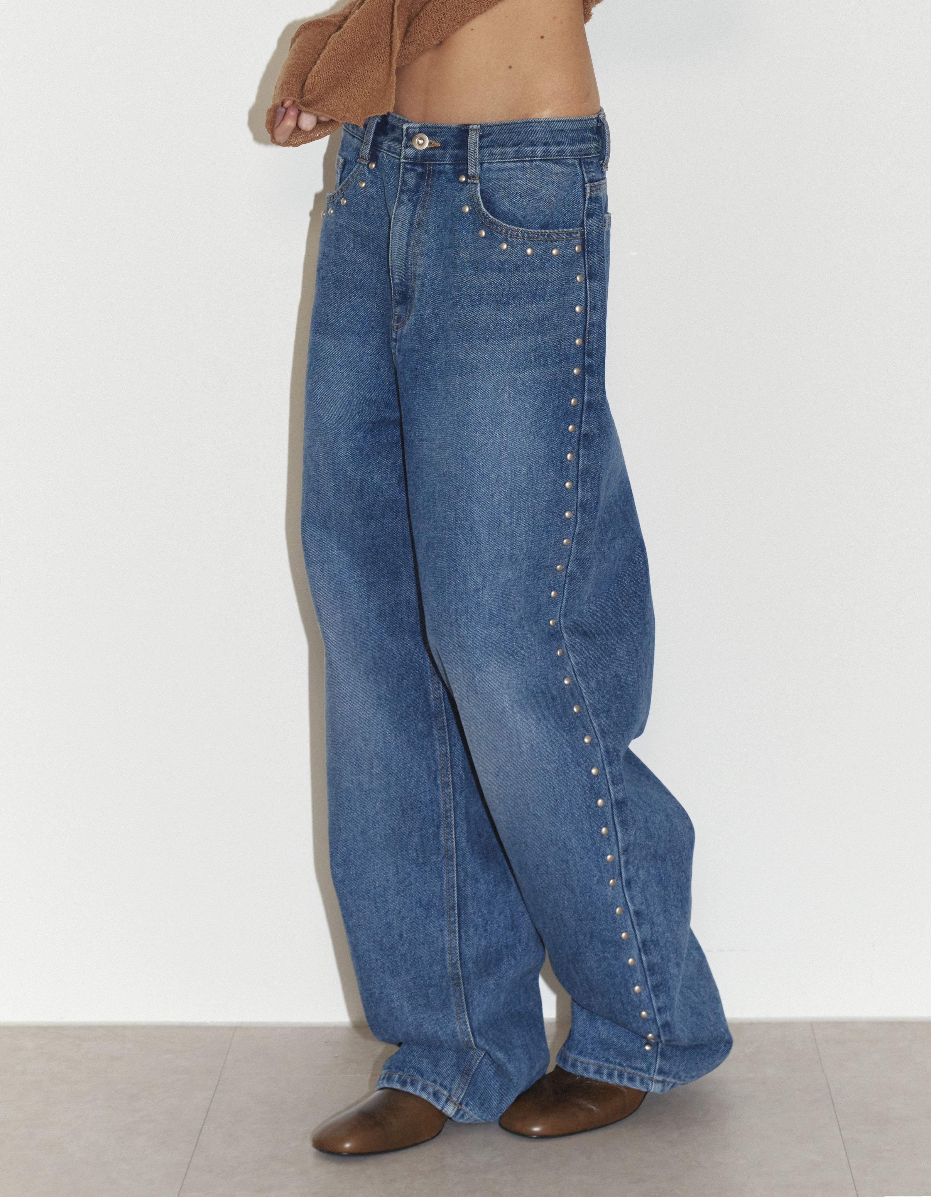 パンツ Polysooem SS STUDDED WASHED JEANS BLUE STUDDED WASHED JEANS, BLUE - polysooem