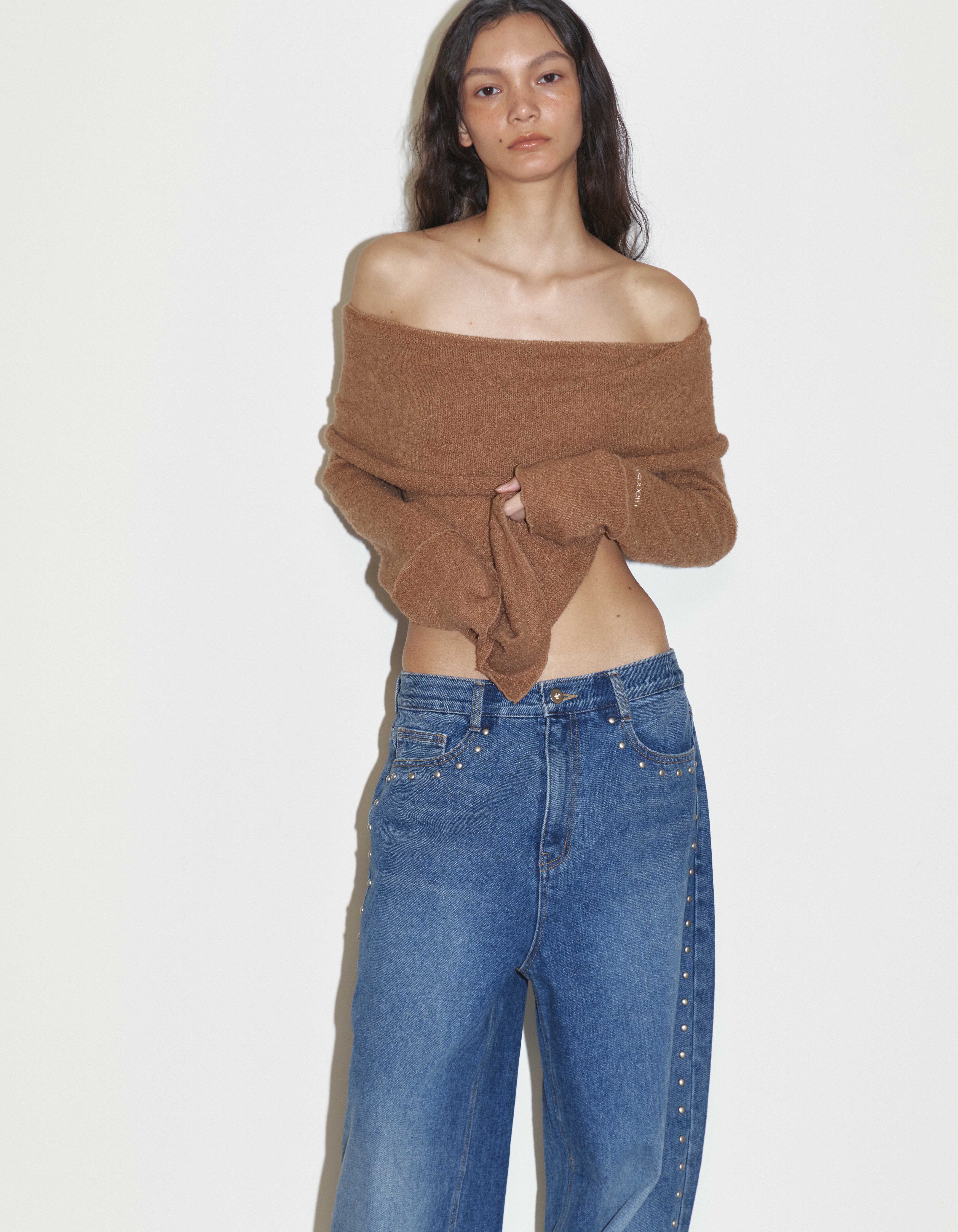 パンツ Polysooem SS STUDDED WASHED JEANS BLUE STUDDED WASHED JEANS, BLUE - polysooem
