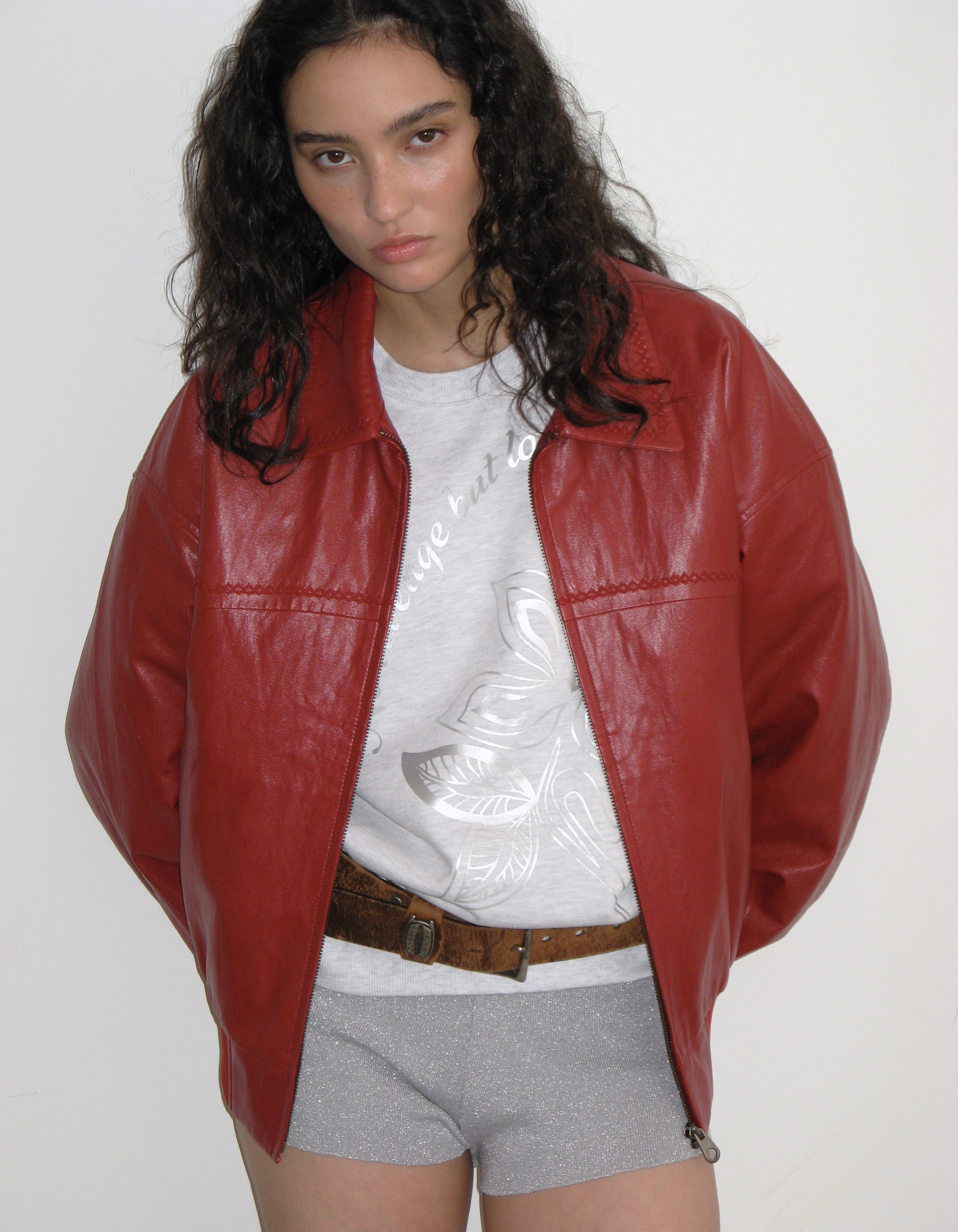 STITCHED LEATHER WESTERN JACKET, RED - polysooem