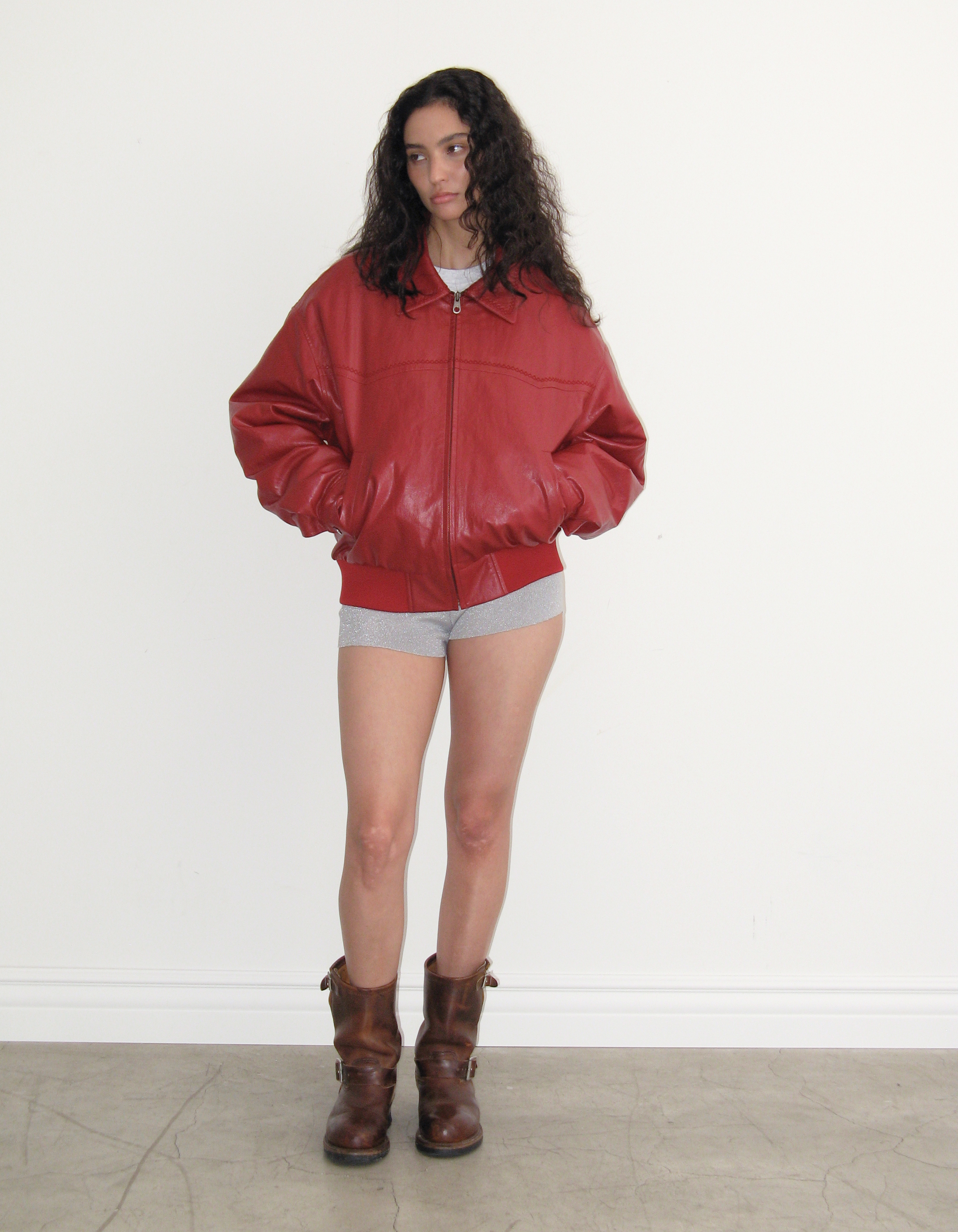 STITCHED LEATHER WESTERN JACKET, RED - polysooem