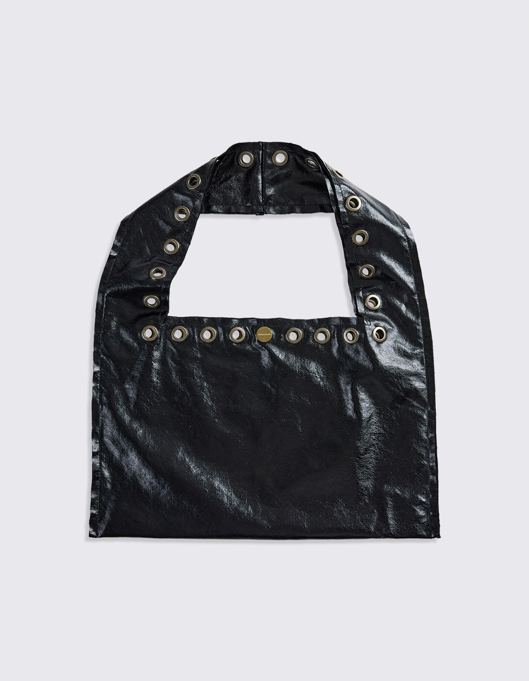 EYELET METALLIC SHOULDER BAG, BLACK - polysooem
