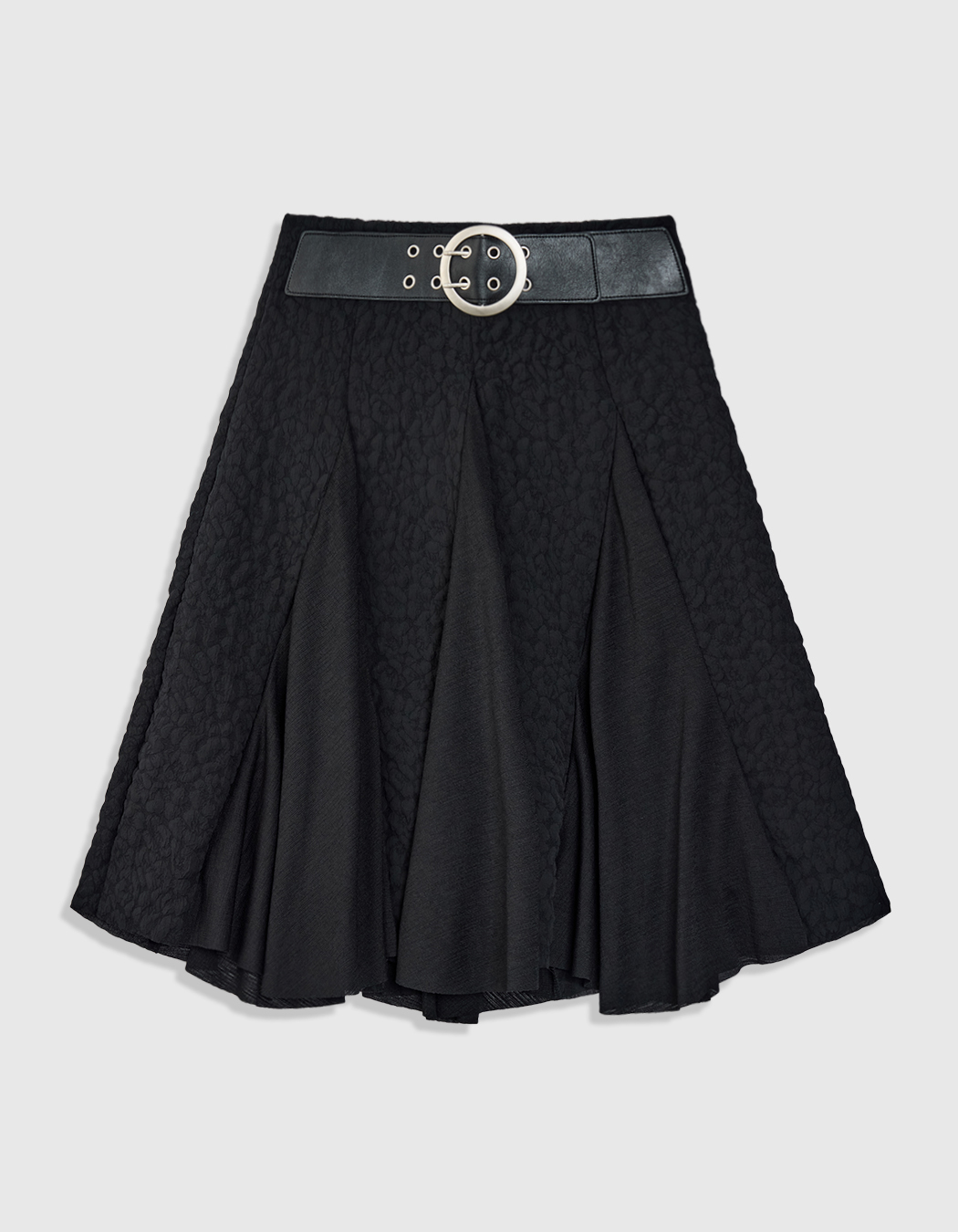 ★POLYSOOEM★ FLOWER BELTED SKIRT FLOWER BELTED SKIRT, BLACK - polysooem