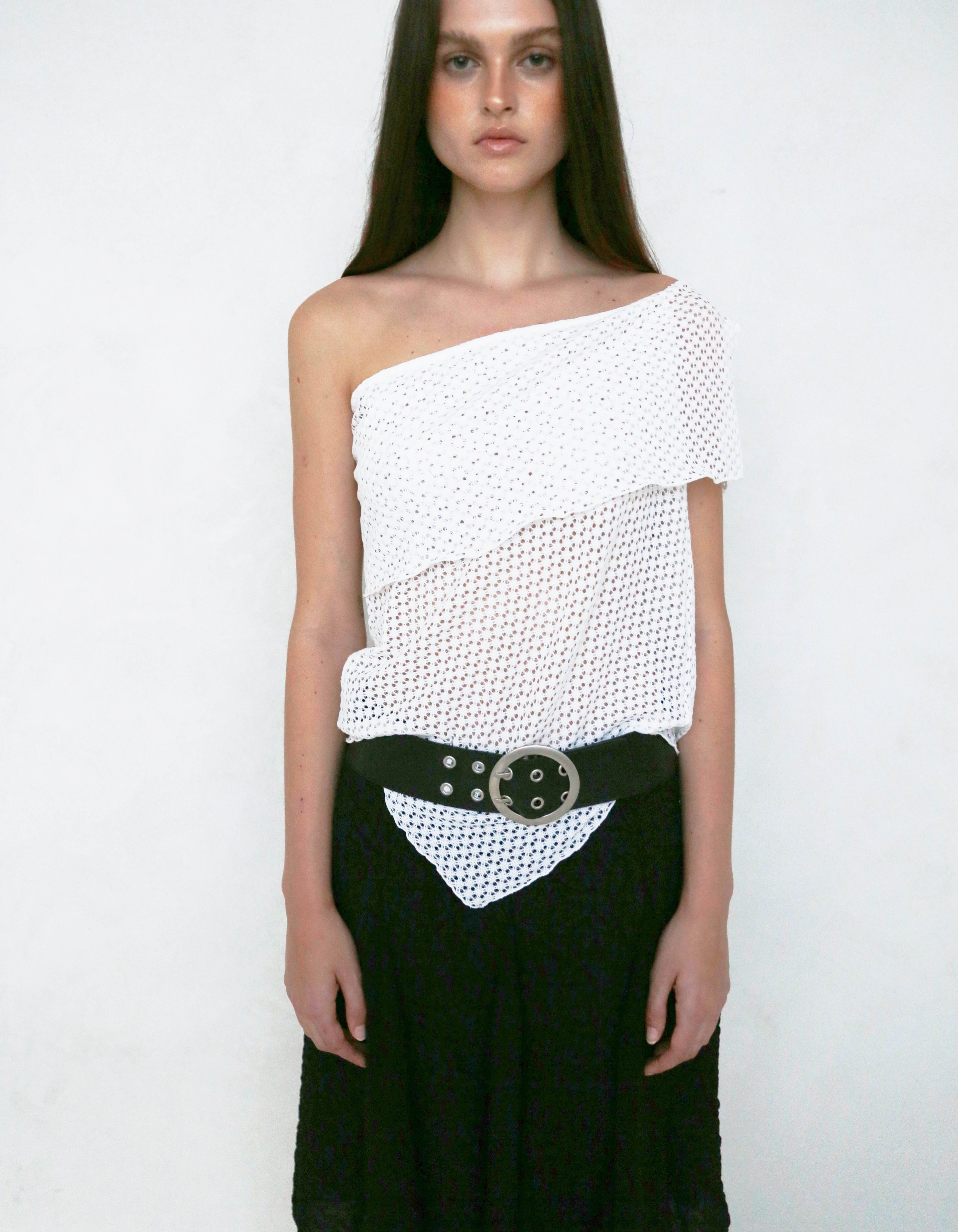 ★POLYSOOEM★ FLOWER BELTED SKIRT FLOWER BELTED SKIRT, BLACK - polysooem