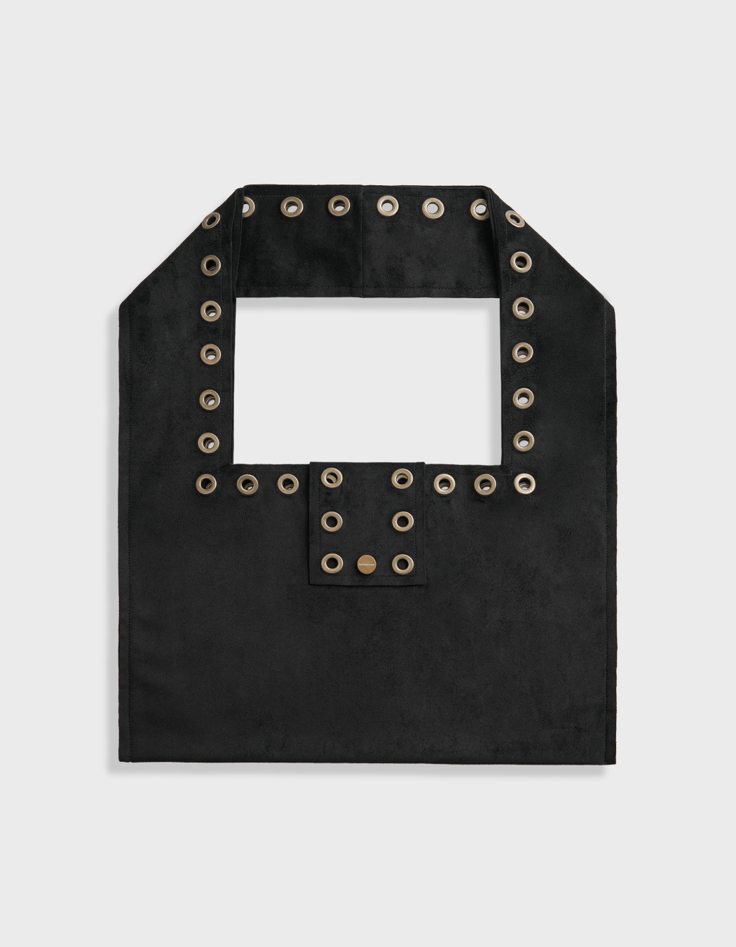 EYELET SUEDE SHOULDER BAG, BLACK - polysooem