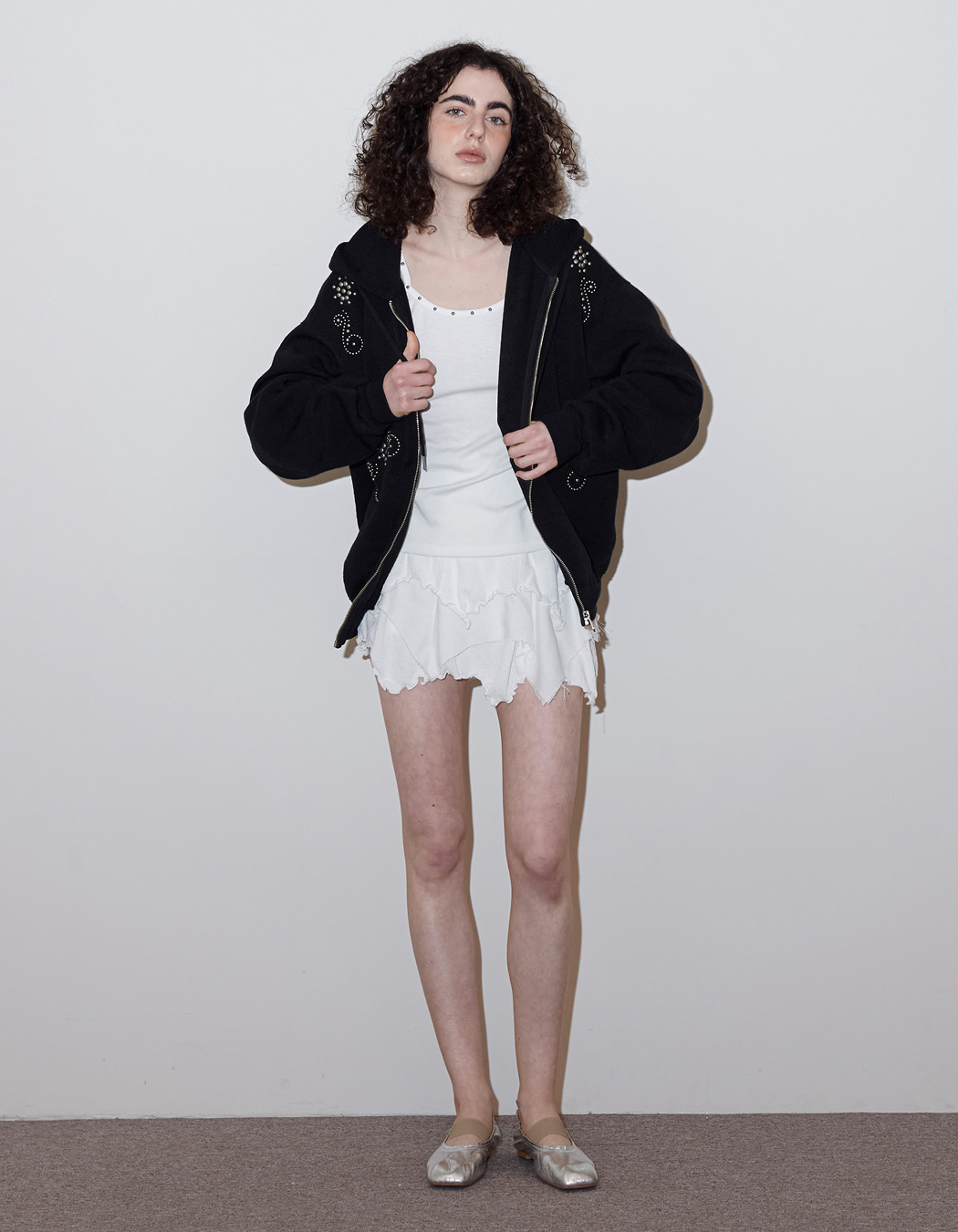 polysooem ORNAMENT STUDDED パーカー polysooem ORNAMENT STUDDED パーカー ブラック