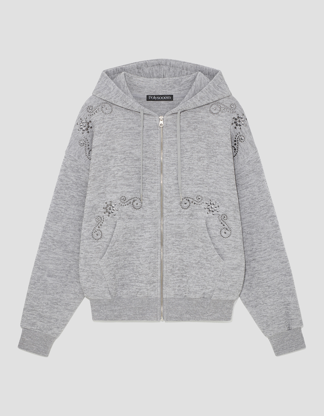 ORNAMENT STUDDED HOODIE_ONZI_EDITION, GRAY - polysooem