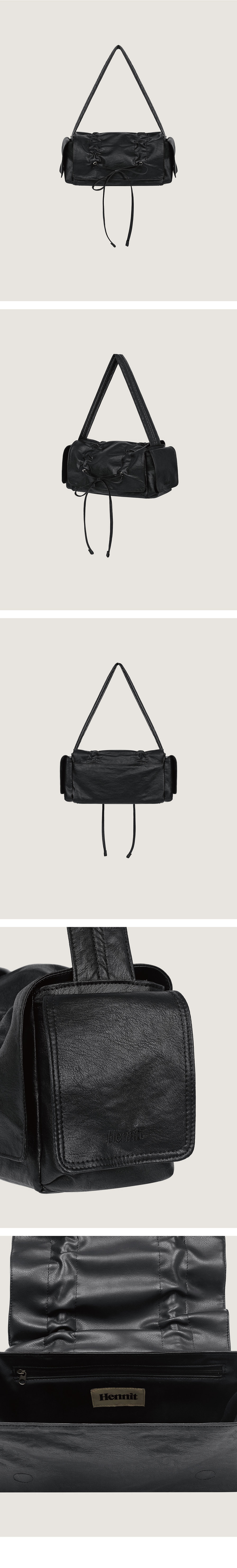 MUSINSA | HENNIT [NMIXX Seolyoon] Shirring Ribbon Bag (Black)